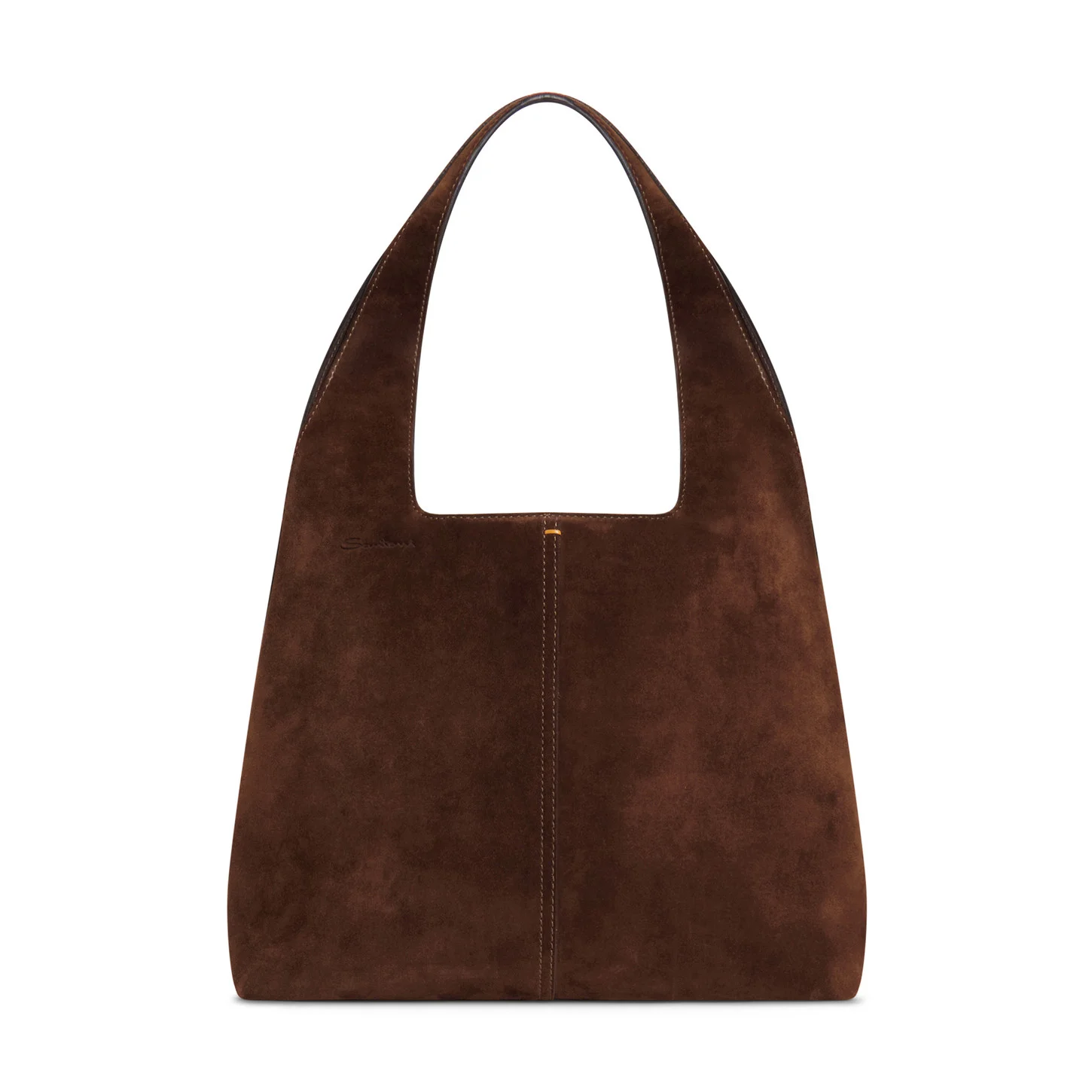 Dark brown suede shoulder bag - 1