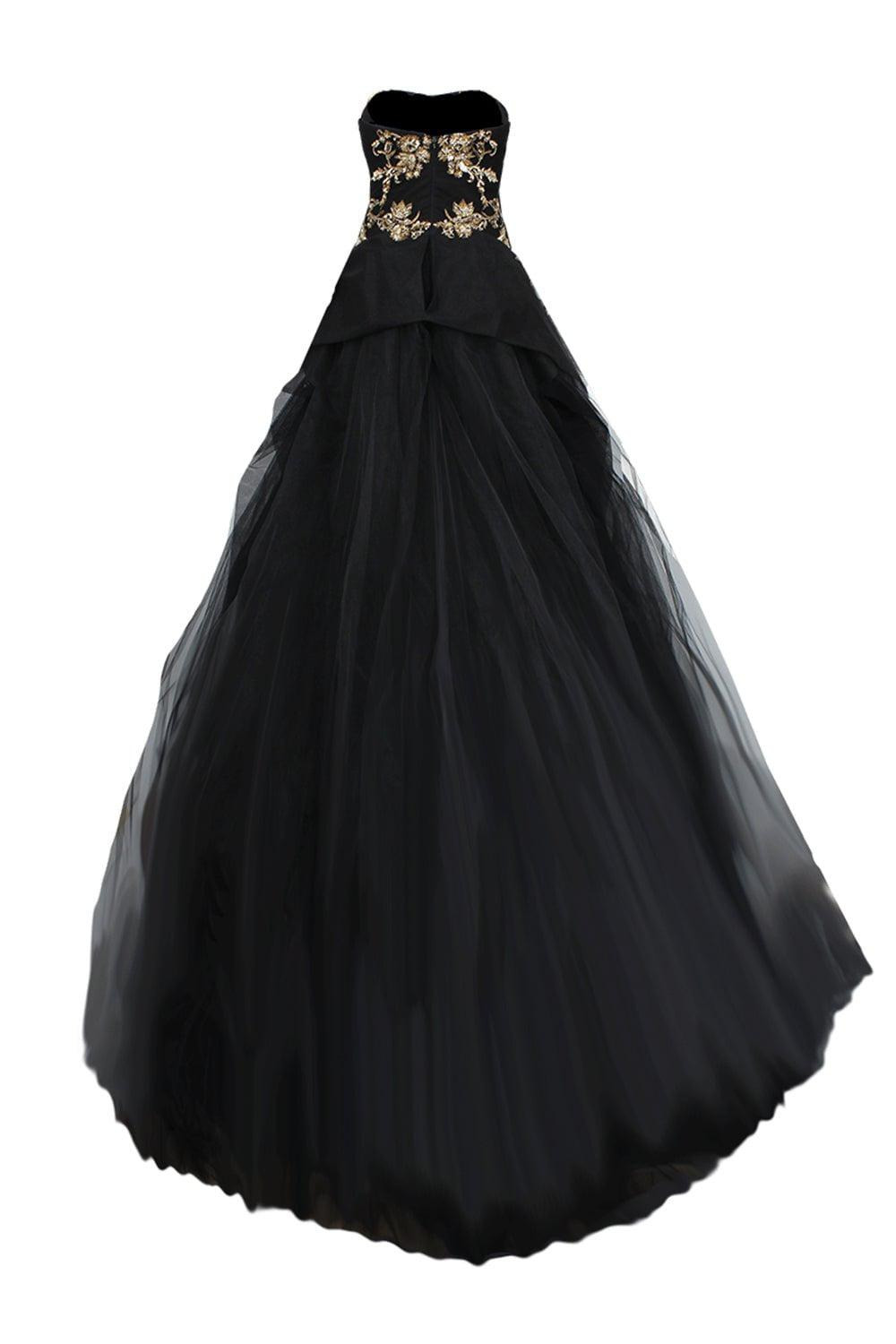 Gold Embroidered Tulle Gown - 3