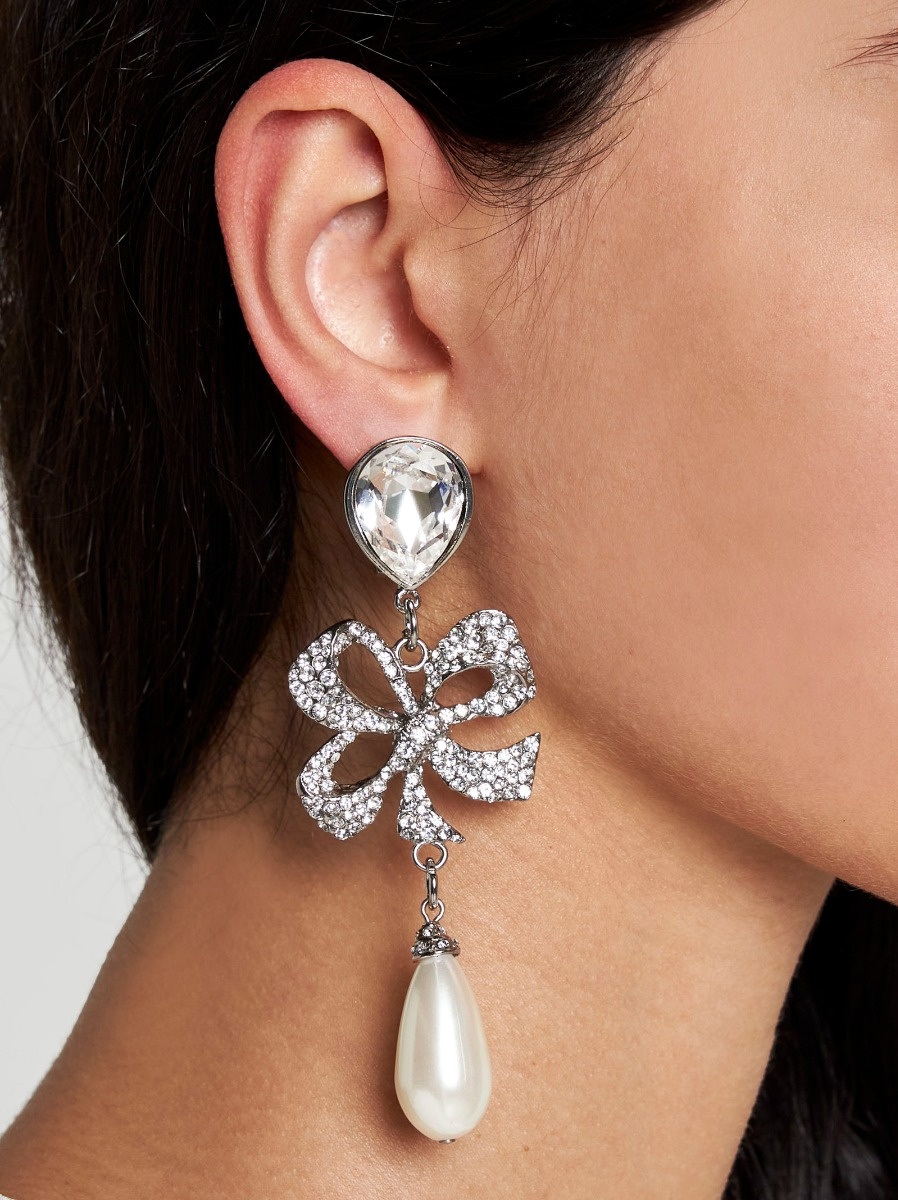 Pearl, crystal and bow earrings - 2