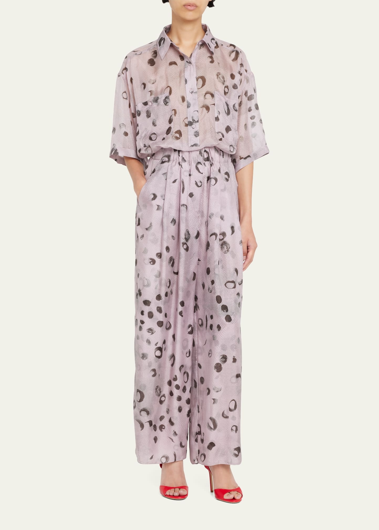 Printed Silk Wide-Leg Pants - 2