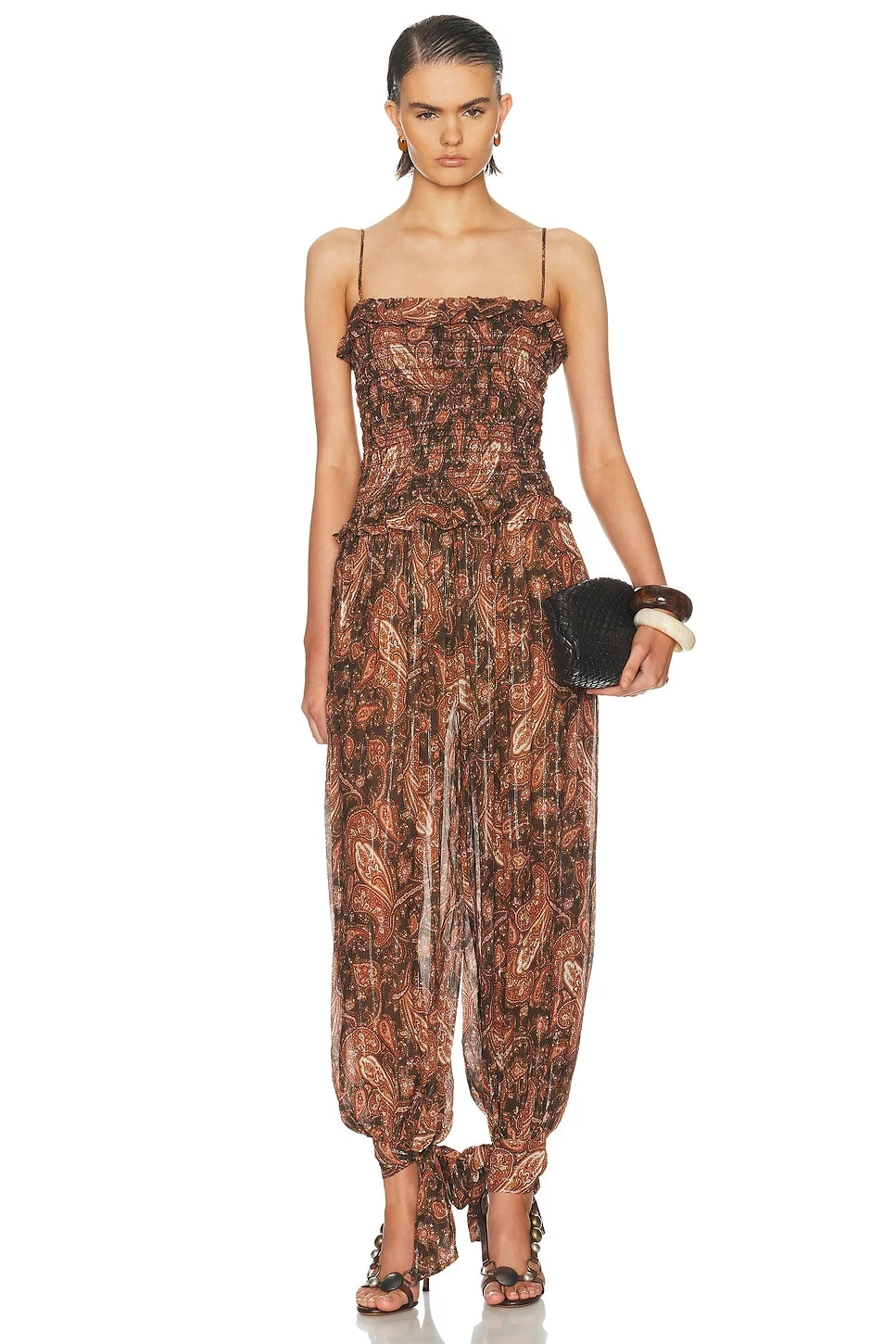 Noor Wide Pant Smocked Jumpsuit - 1