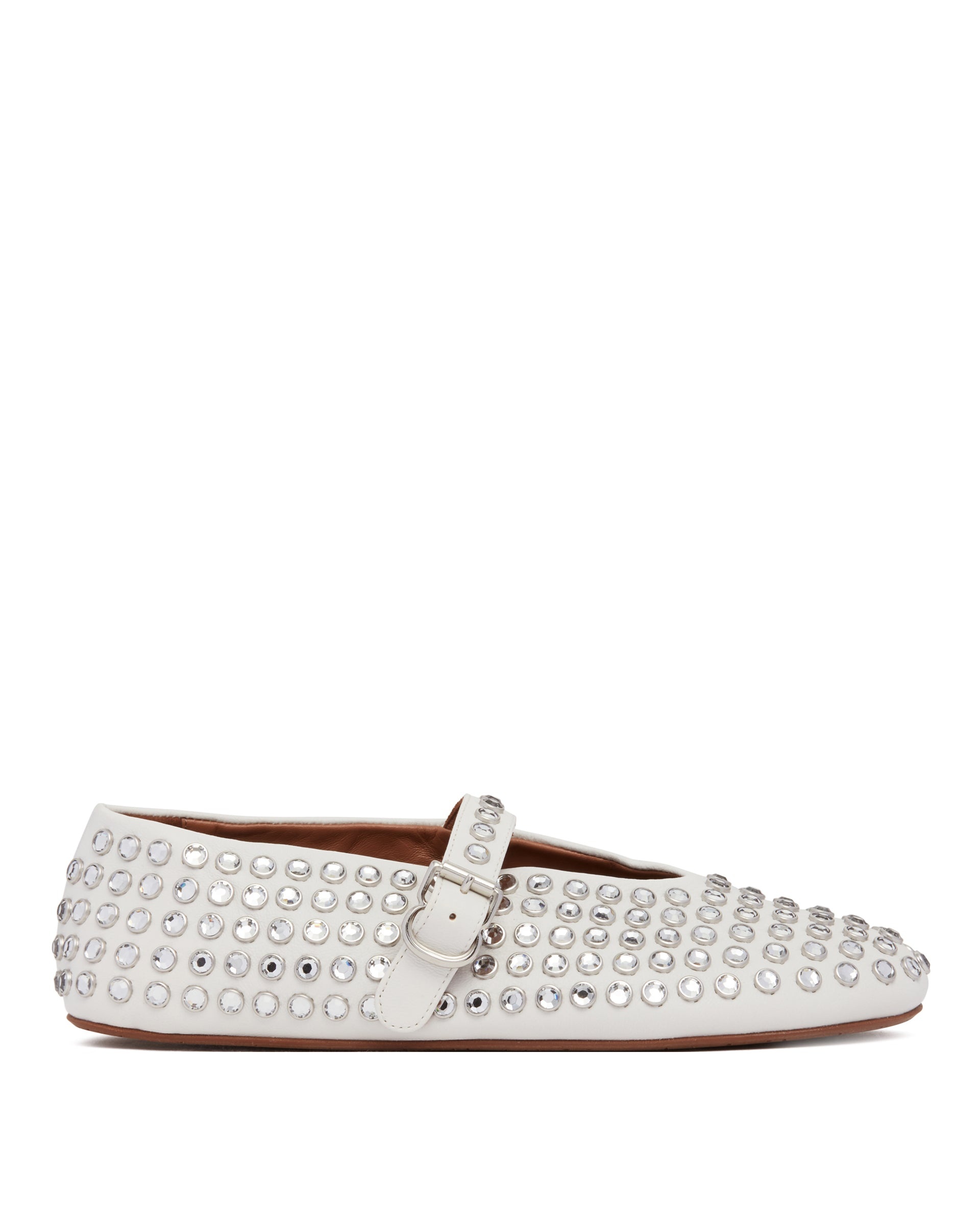 White Strass Ballerina Flats - 1