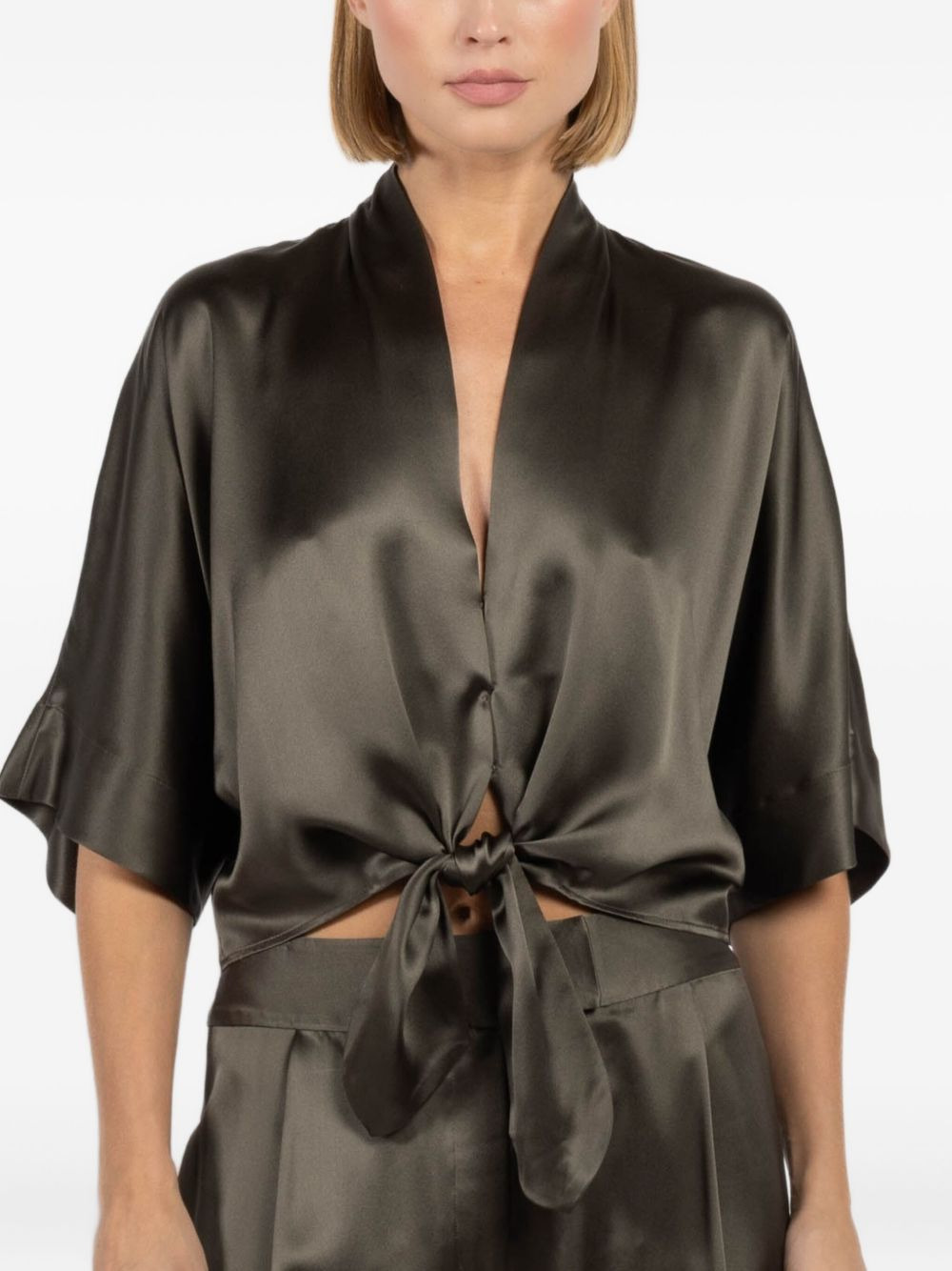tie-front short-sleeve blouse - 5