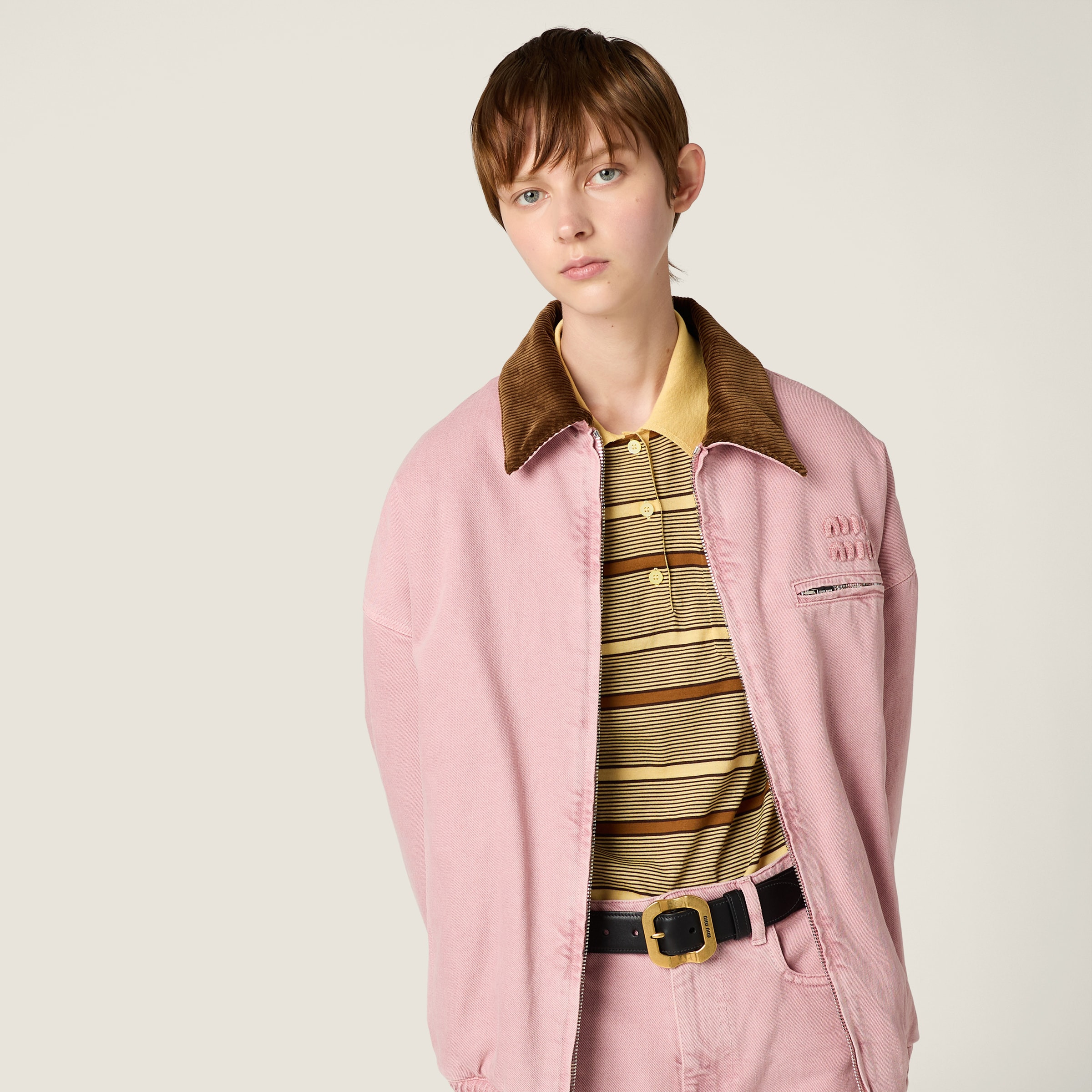 Padded denim blouson jacket - 4
