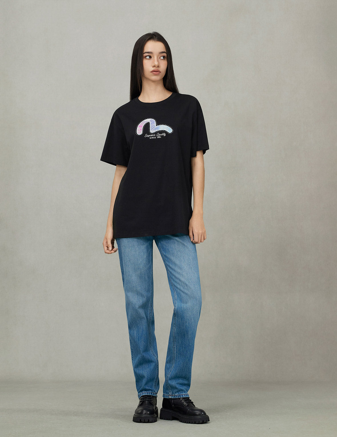Seagull Foil Print Boyfriend T-shirt - 3