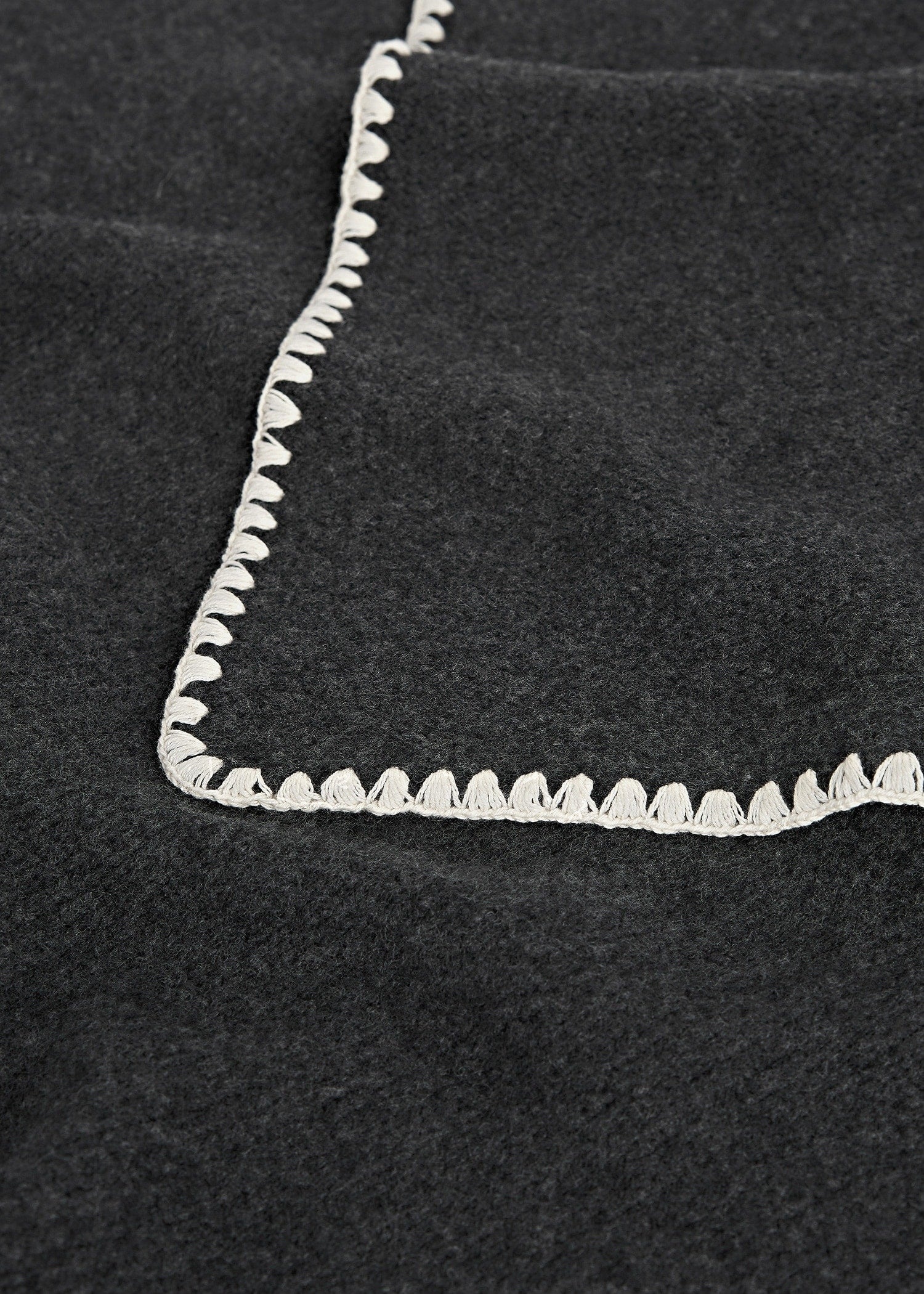 Embroidered wool cashmere scarf grey melange - 5
