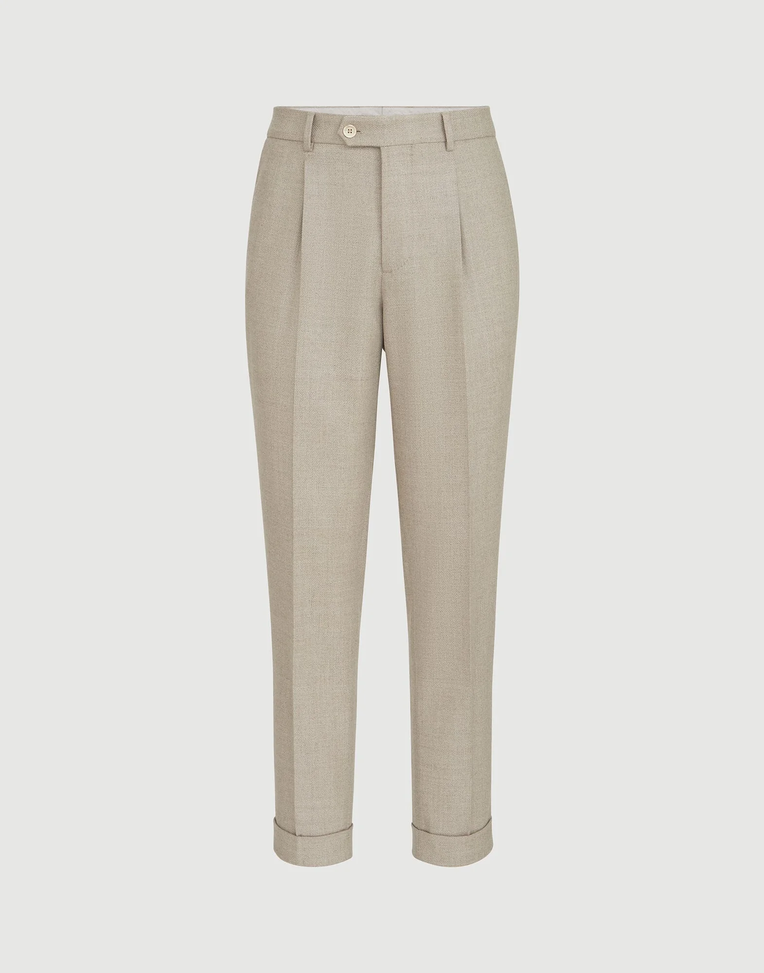 Virgin wool mouliné twill trousers with pleat - 1