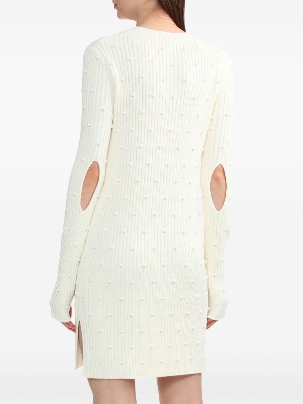 bead-embellished ribbed-knit dress - 4