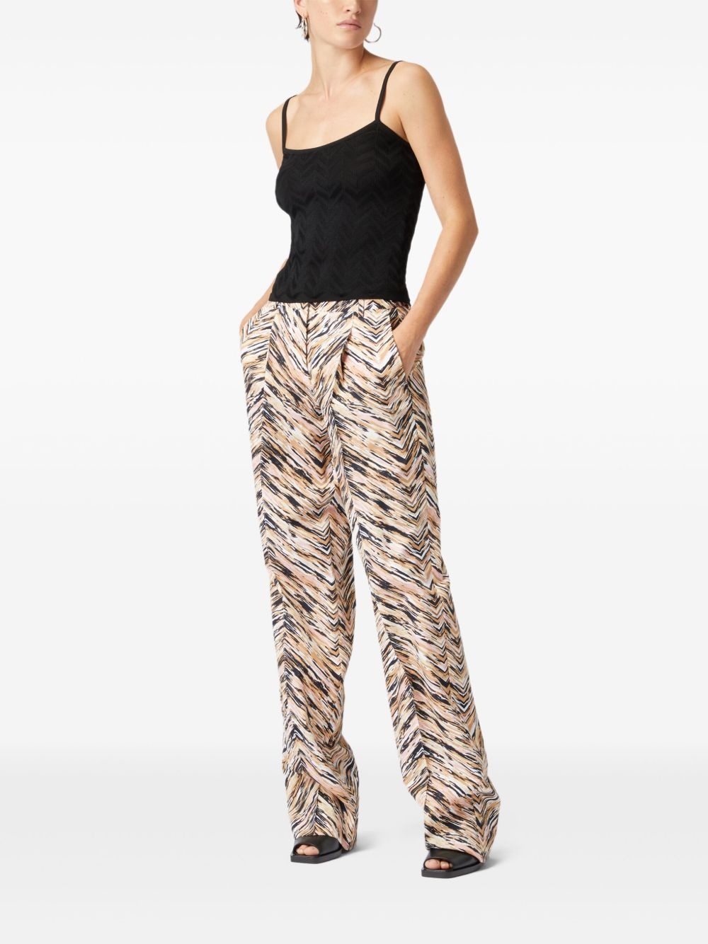 zigzag-pattern cotton palazzo pants - 2