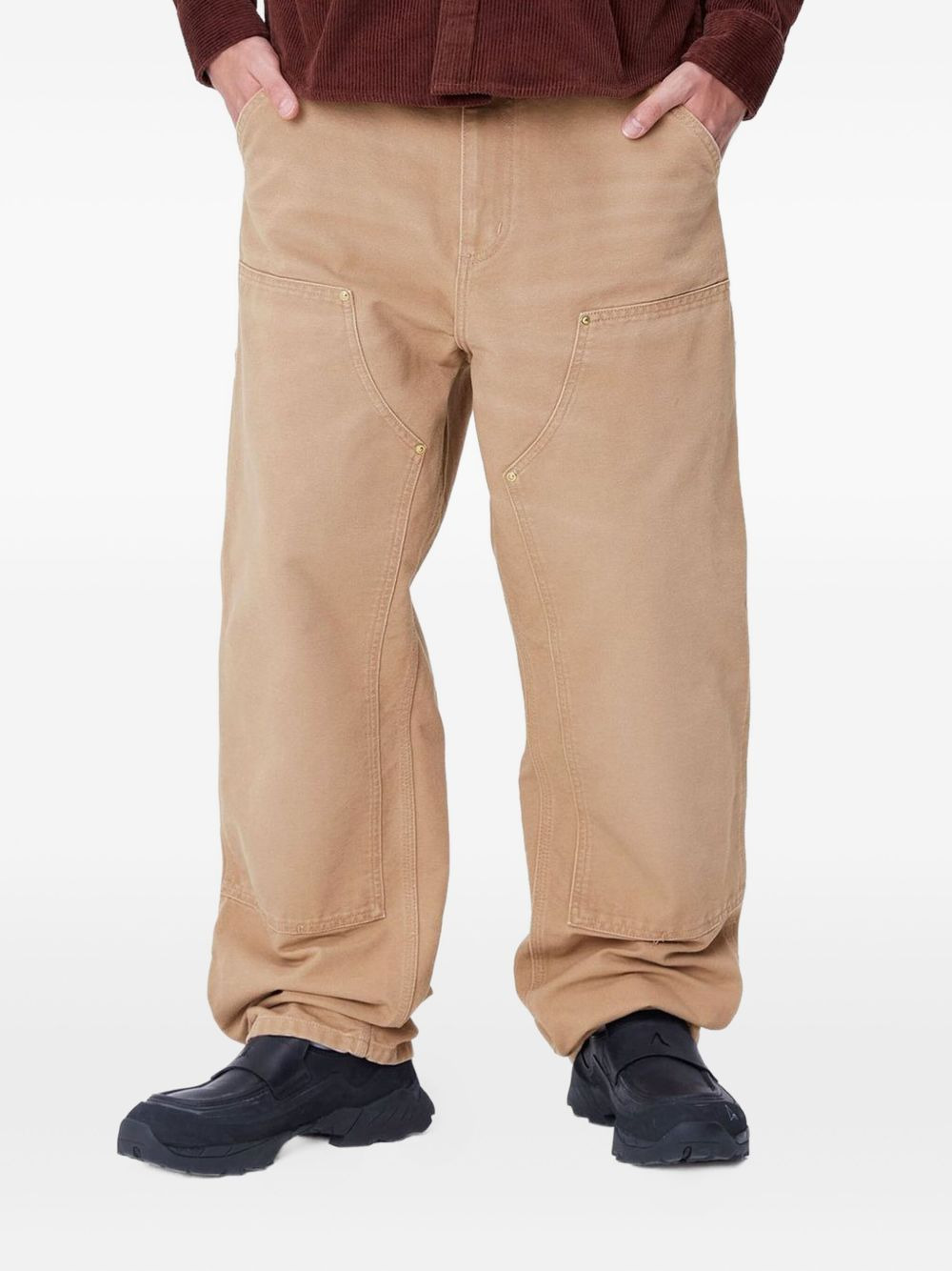 patch-detail cotton trousers - 2
