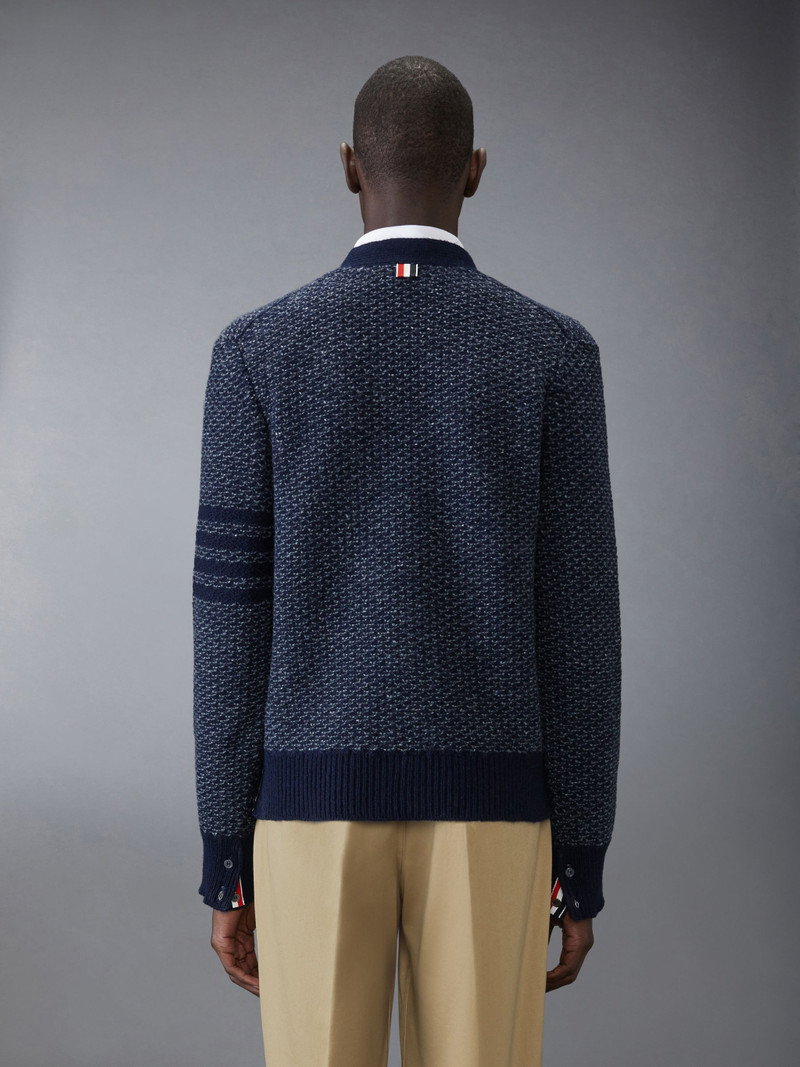 Thom Browne Donegal 4-Bar Relaxed Fit V Neck Cardigan outlook