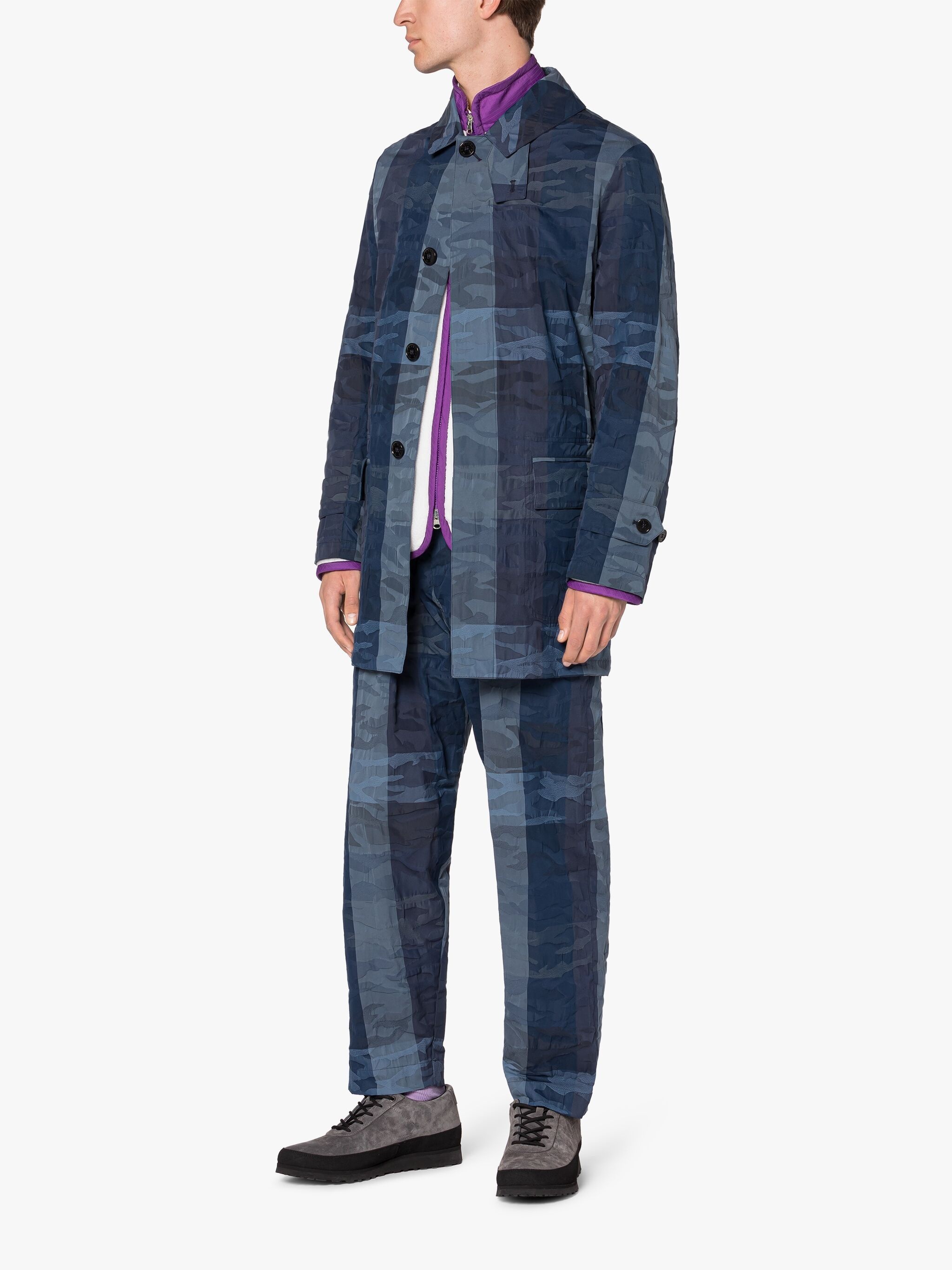 A-LINE TORRENTIAL NAVY CAMO COTTON BLEND RAINCOAT - 4