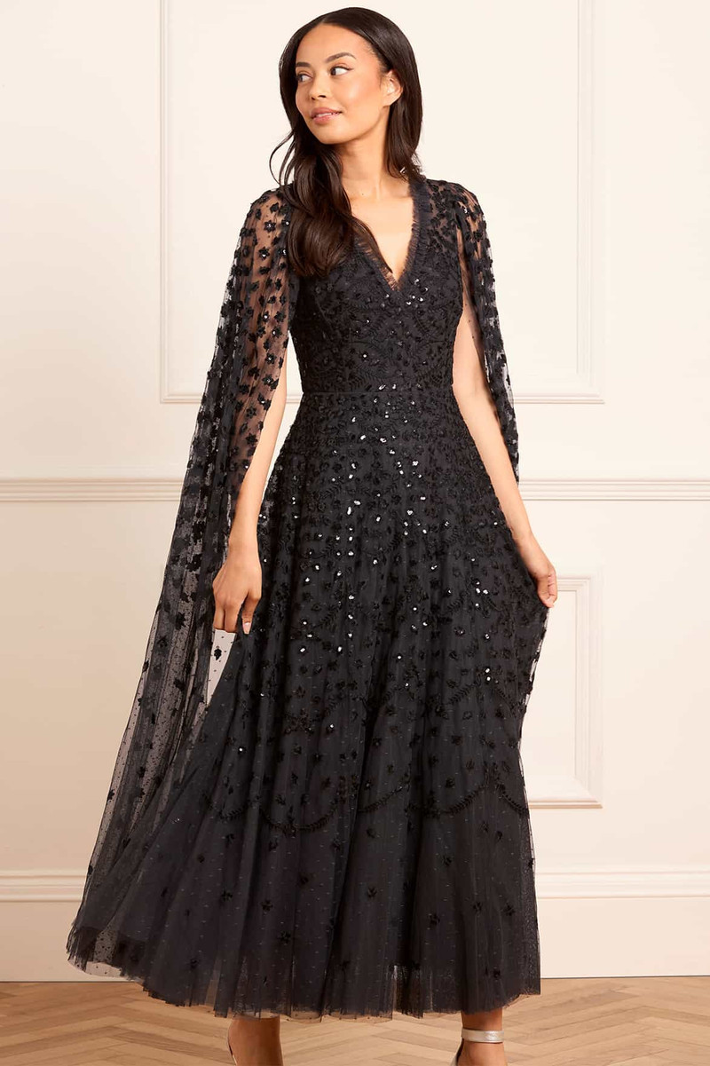 Needle & Thread Clover Cape Sleeve Ankle Gown outlook