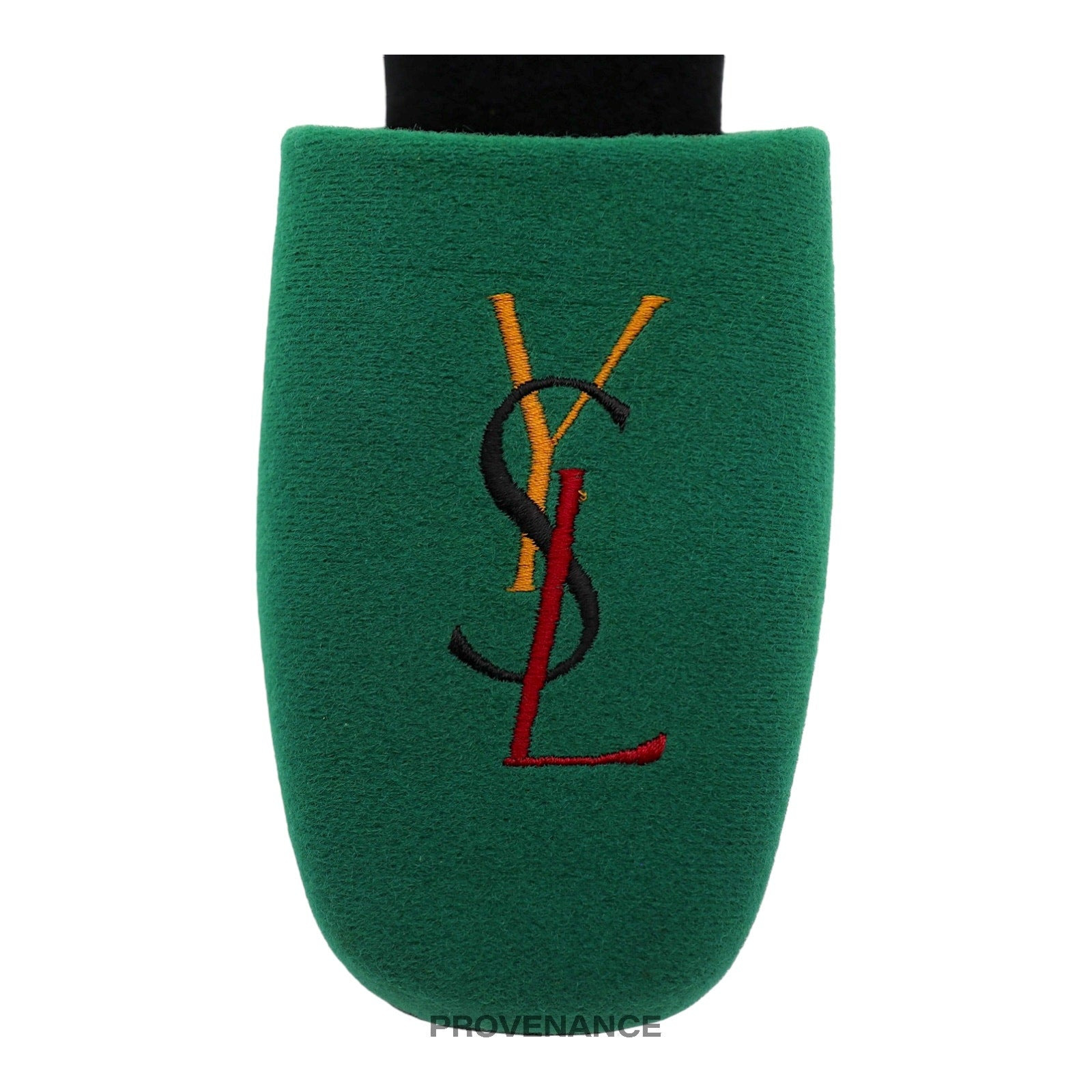 Yves Saint Laurent YSL Logo Slipper - Green Velour - 6