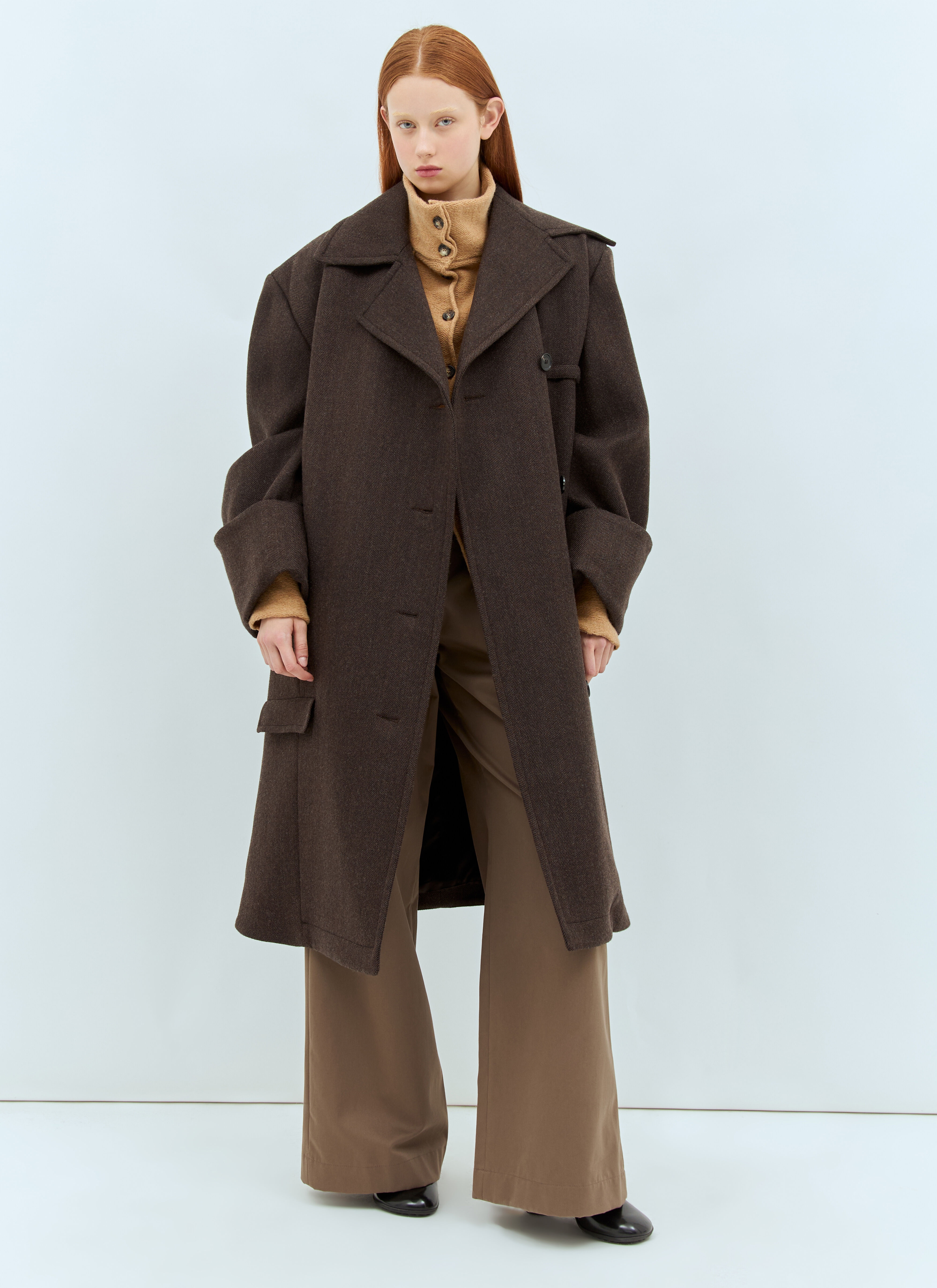 Turn-Up Cuffs Oversized Coat - 4