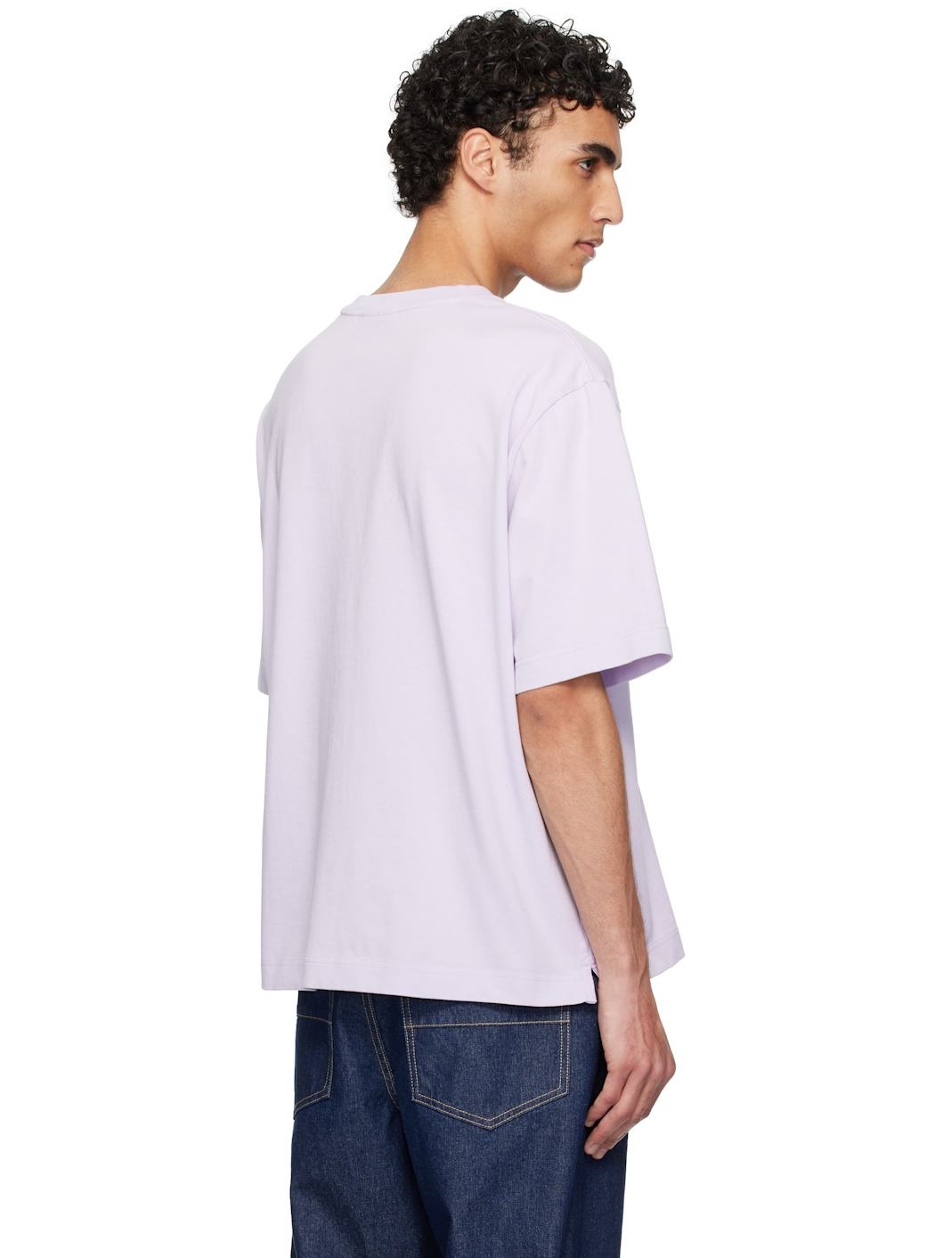 Purple Bold Fox Head Patch Oversize T-shirt - 3