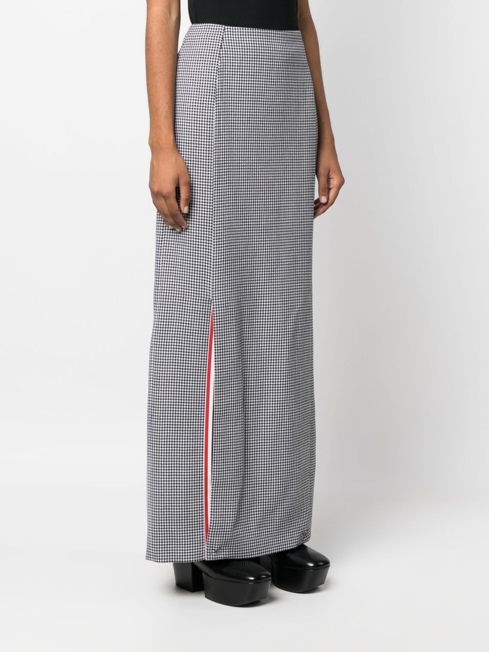 houndstooth-pattern wool maxi skirt - 3