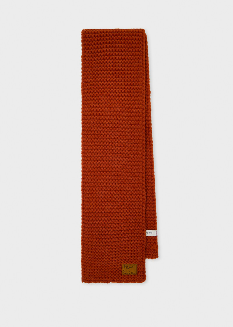 Burnt Orange Chunky Knit Wool Scarf 1