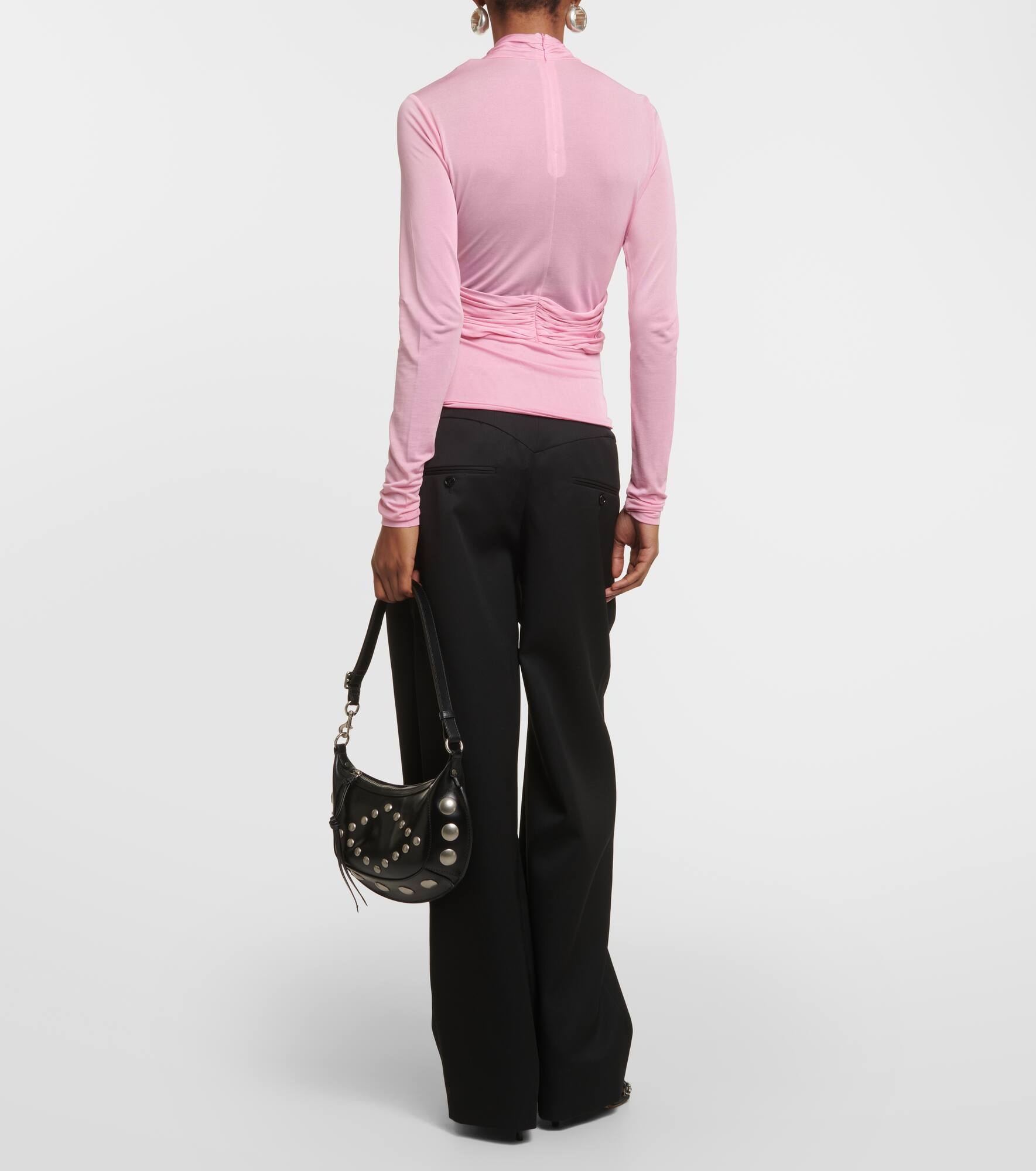 Resly draped semi-sheer jersey top - 3
