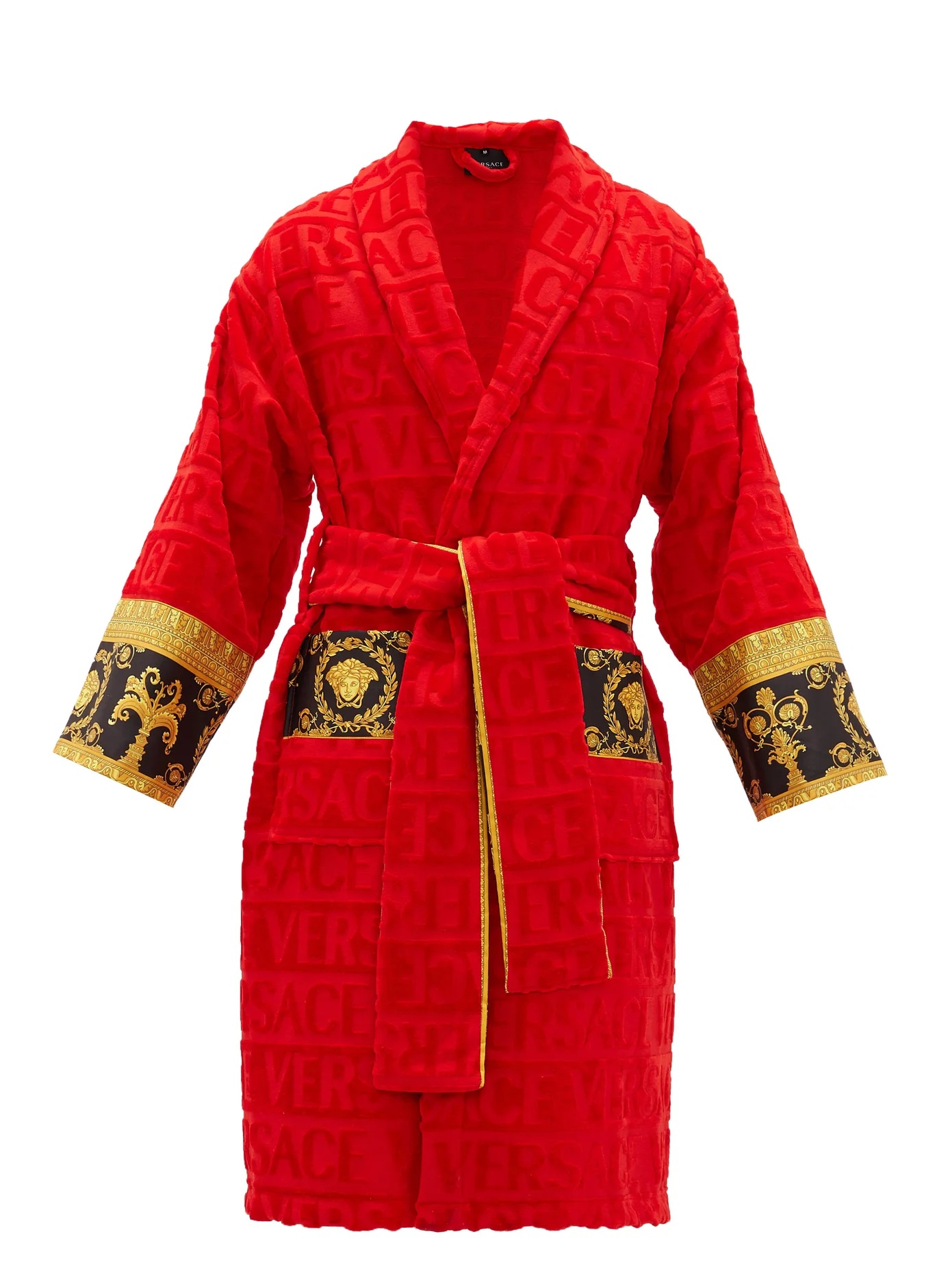 I Love Baroque logo-jacquard cotton bathrobe - 1