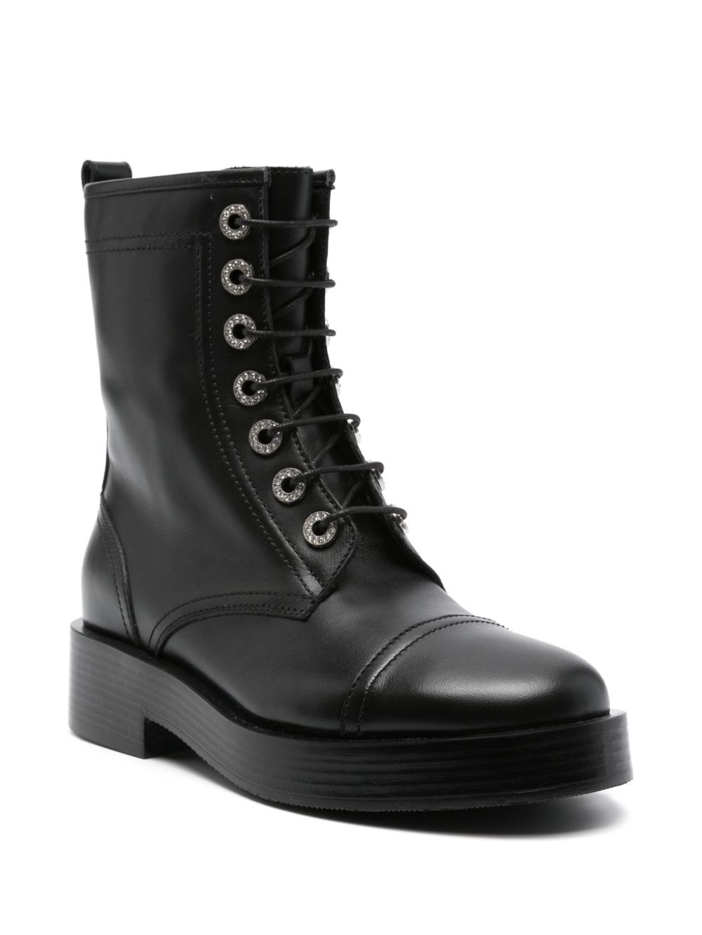leather combat boots - 2