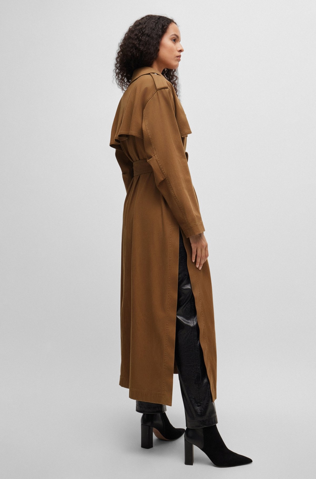 BELTED TRENCH COAT WITH HARDWARE TRIMS - 7