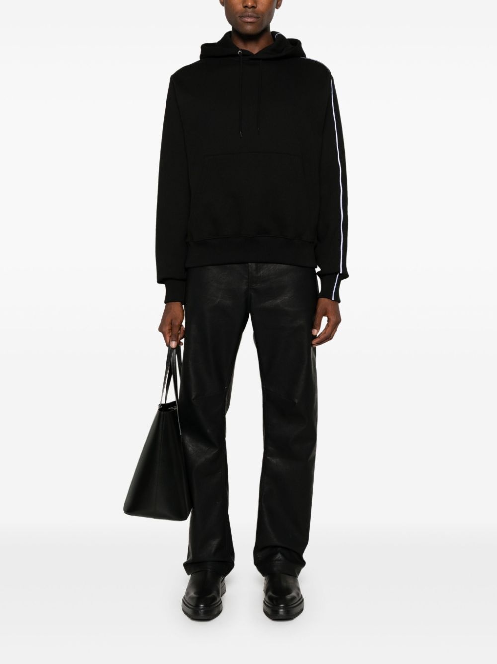 embroidered-stripe cotton hoodie - 3