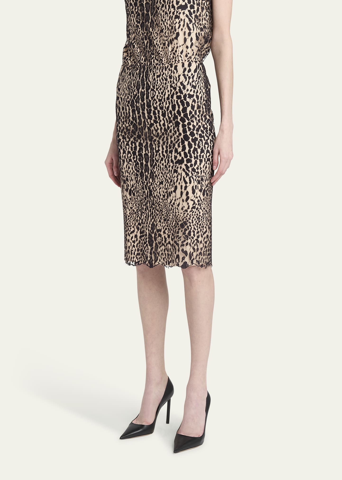 Leopard Lace Pencil Skirt - 4