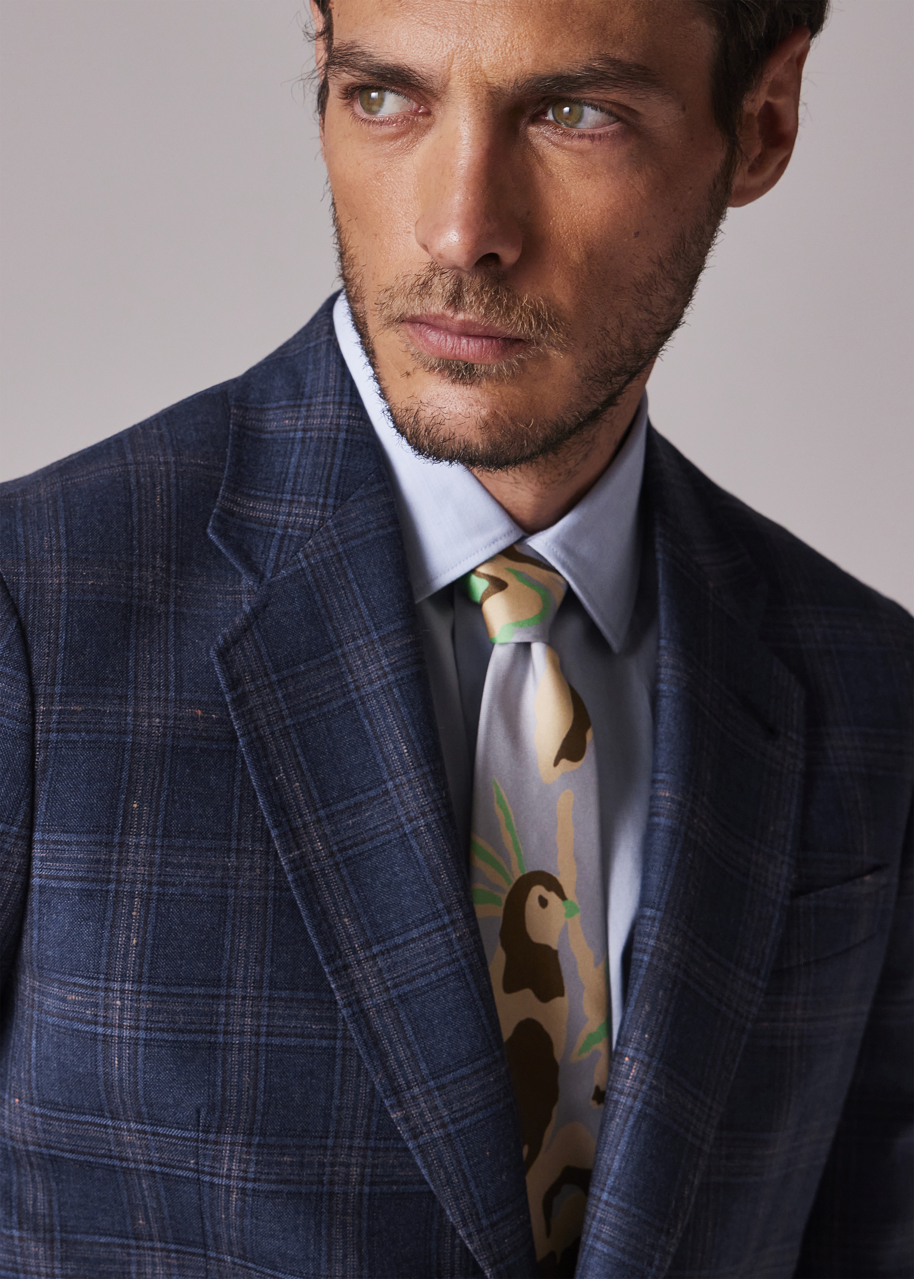 Blue Wool-Cashmere Check Buggy-Lined Blazer - 7