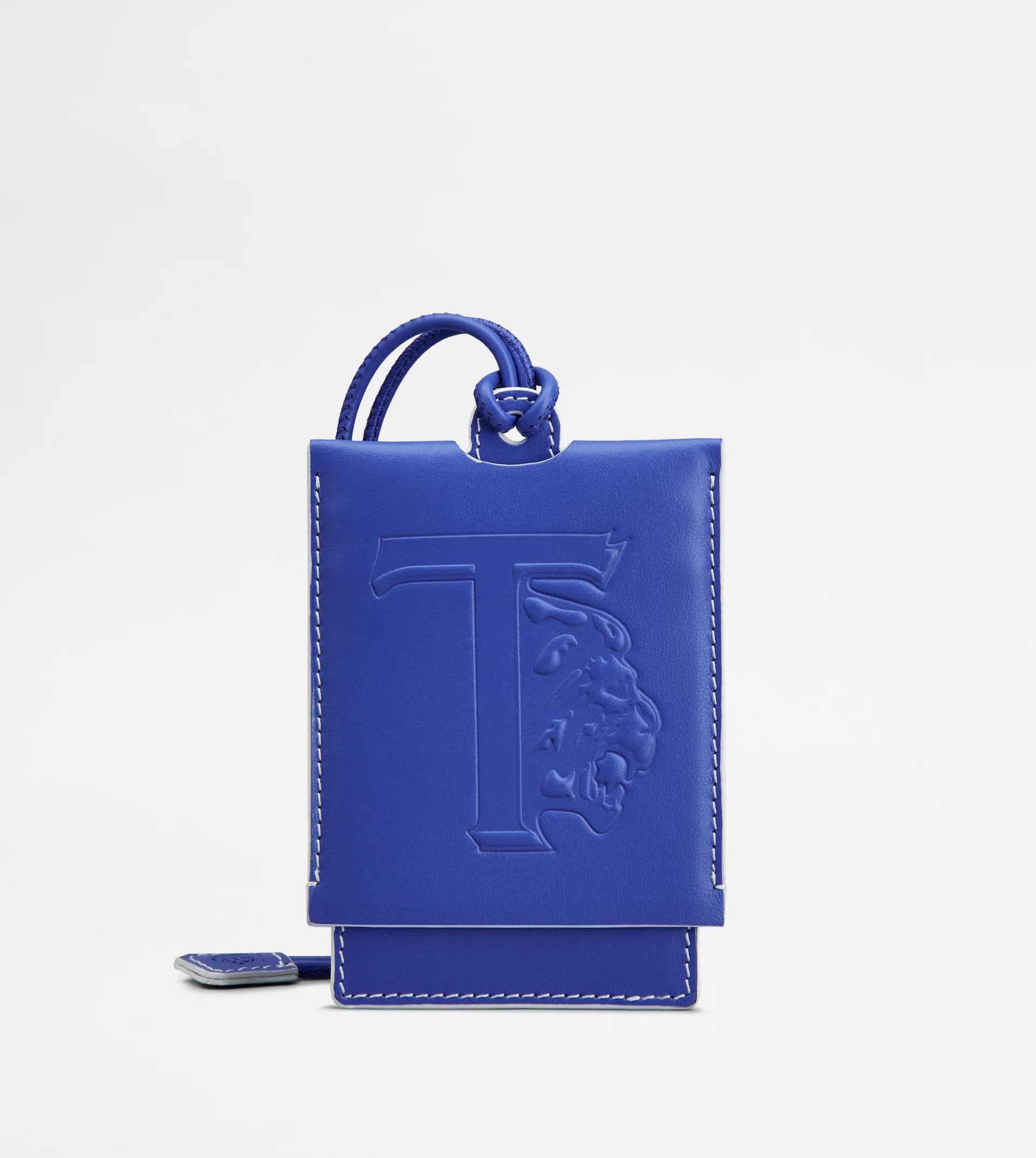 TOD'S NECK CARD HOLDER IN LEATHER SMALL - BLUE - 1