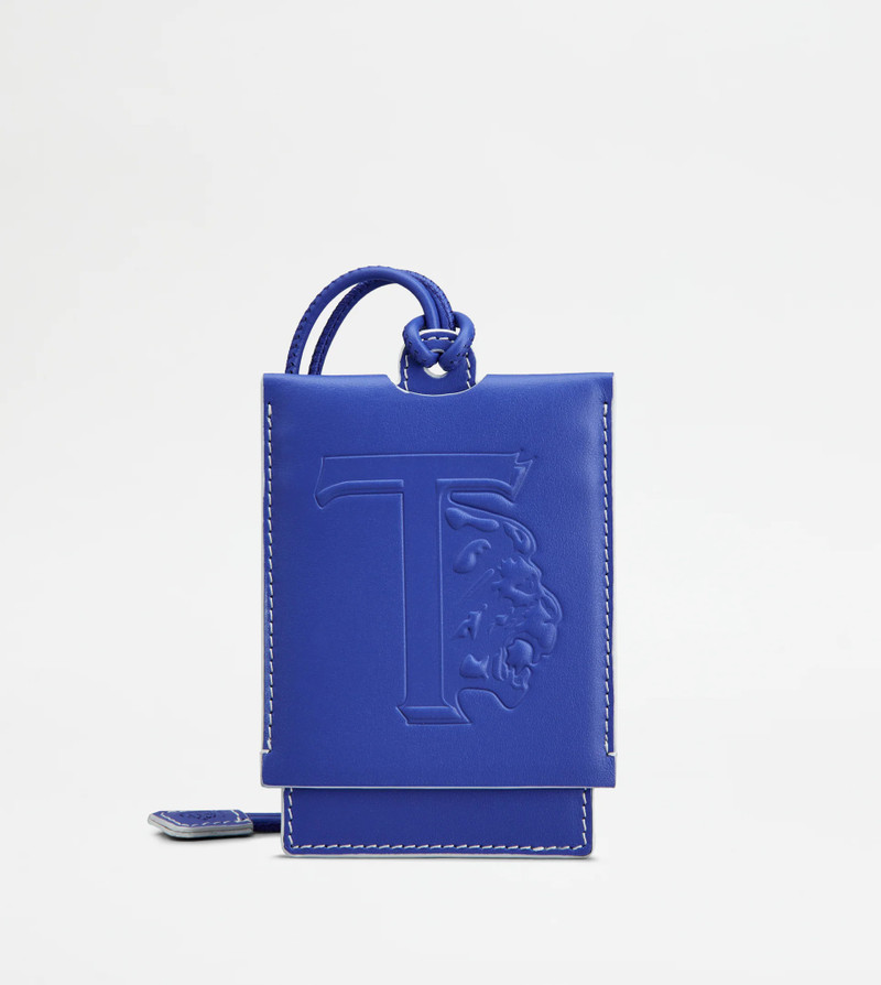 TOD'S NECK CARD HOLDER IN LEATHER SMALL - BLUE 1