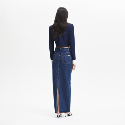 self-portrait Blue Denim Maxi Skirt outlook