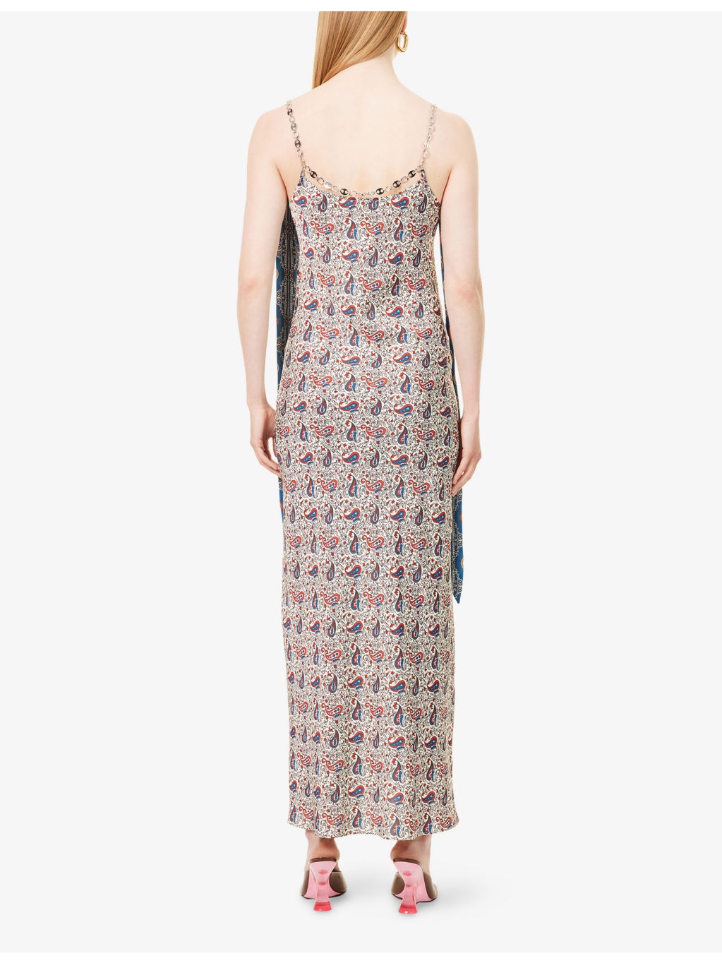 Chain Draped Woven Maxi Dress - 4
