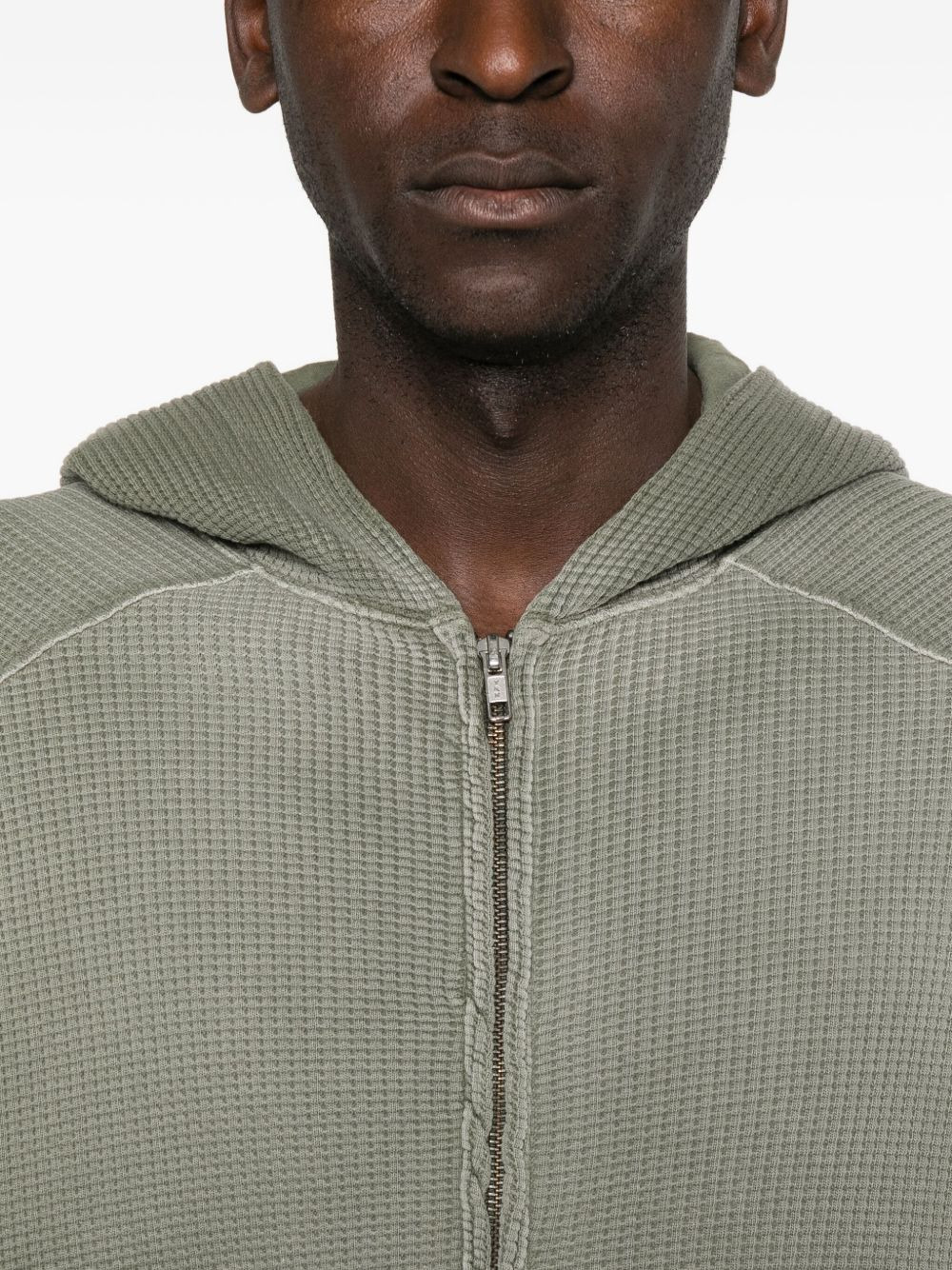 waffle-texture zip-up hoodie - 5