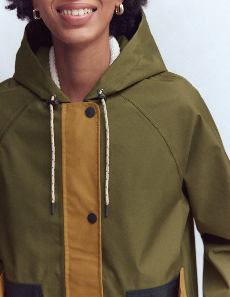 Lightweight Rain Mac-Woodland Green, Colourblock 3