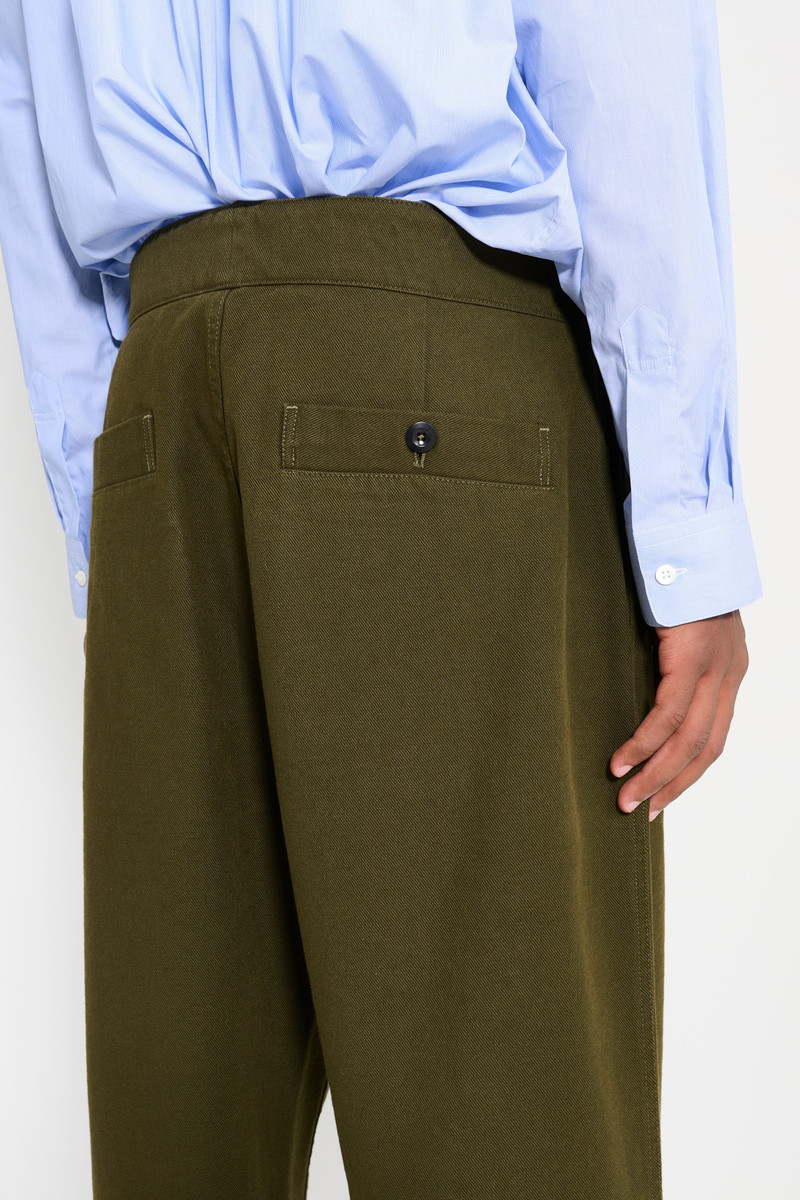 MARGARET HOWELL MARGARET HOWELL MHL SLIDE ADJUSTOR TROUSER COTTON WOOL DRILL MOSS outlook