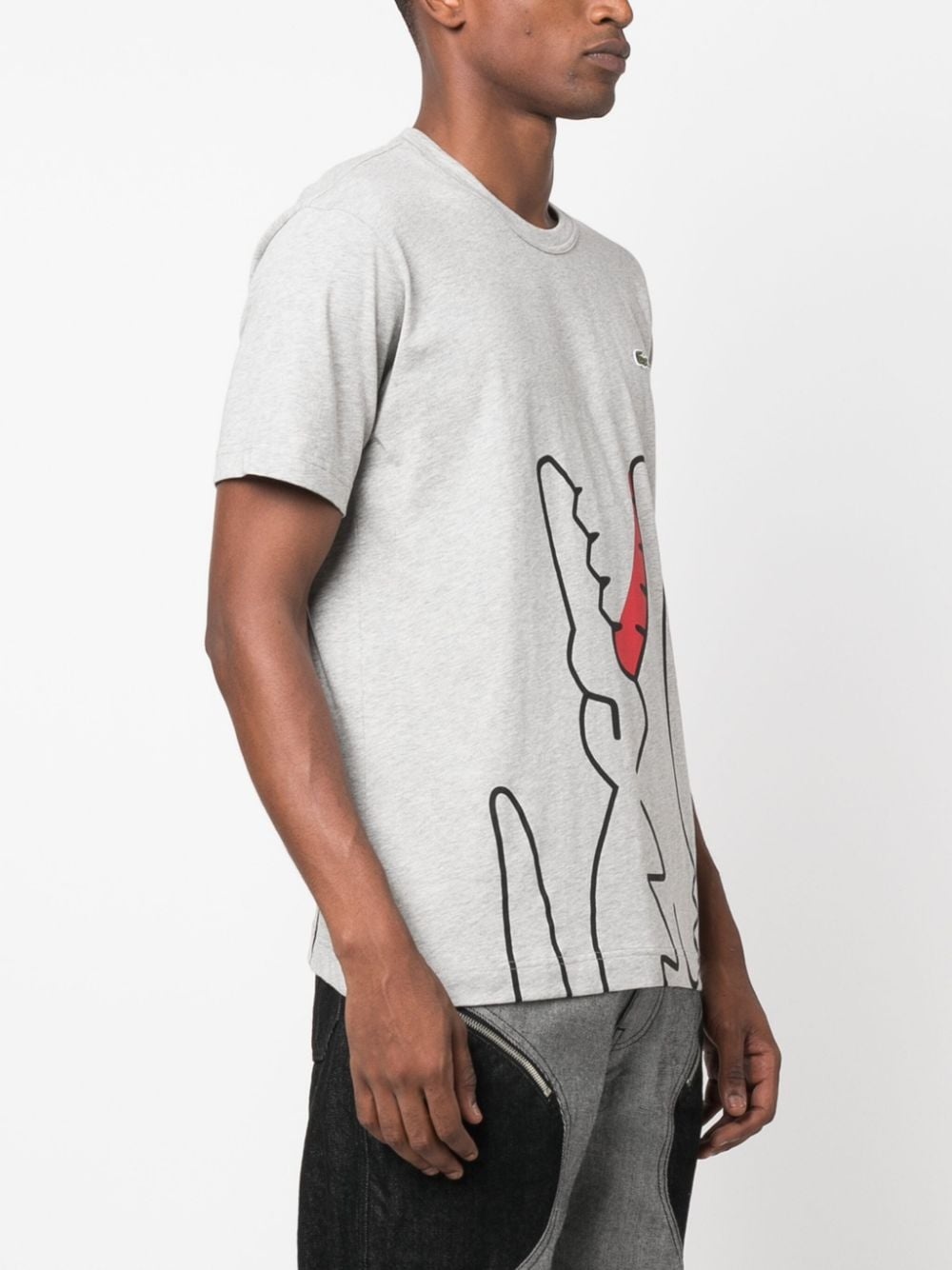 x Lacoste logo-patch cotton T-shirt - 3