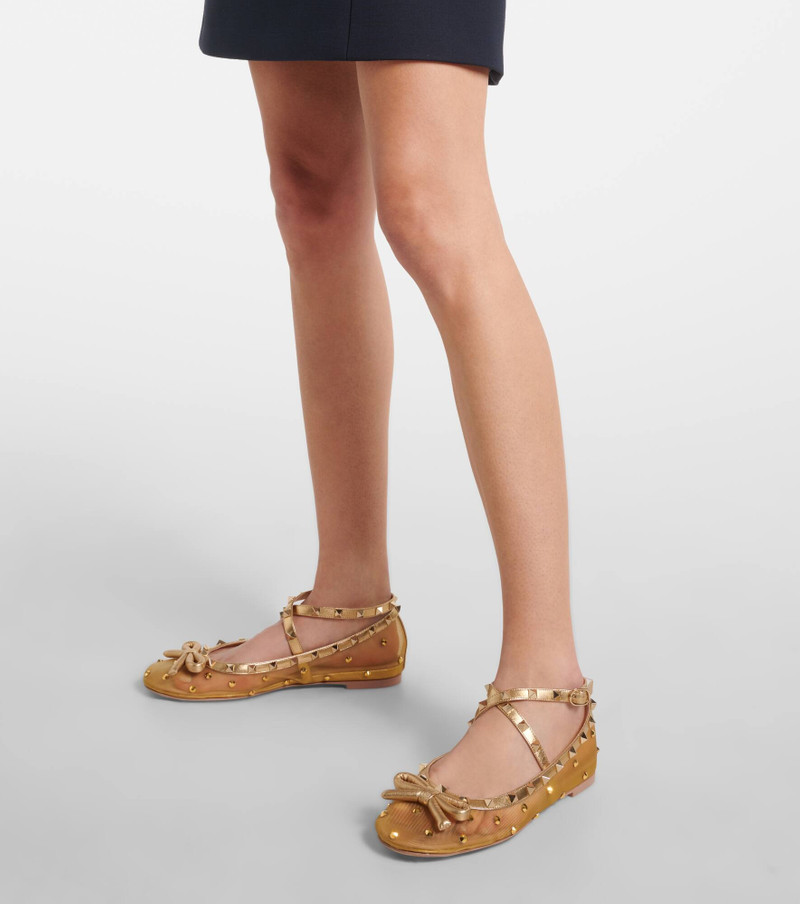 Rockstud embellished mesh ballet flats 4