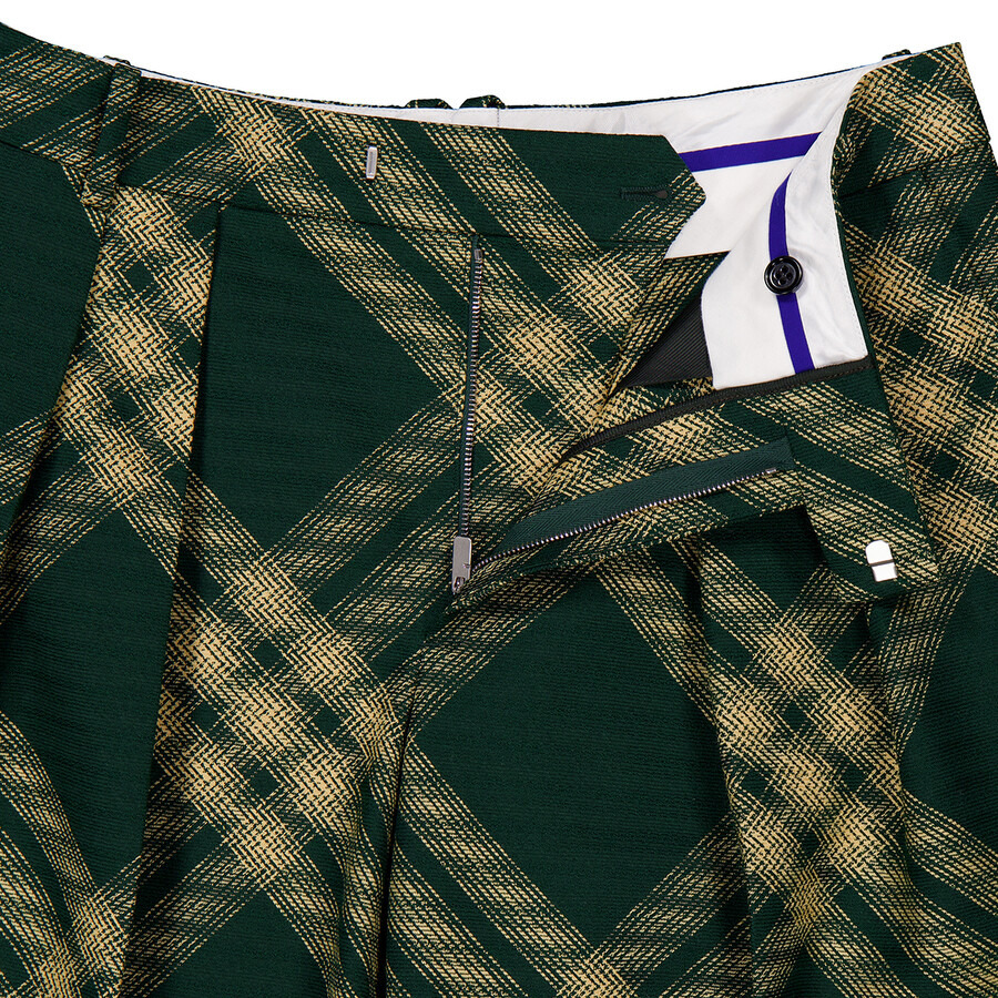 Burberry Wide-Leg Tartan Wool Boyfriend Trousers - 2