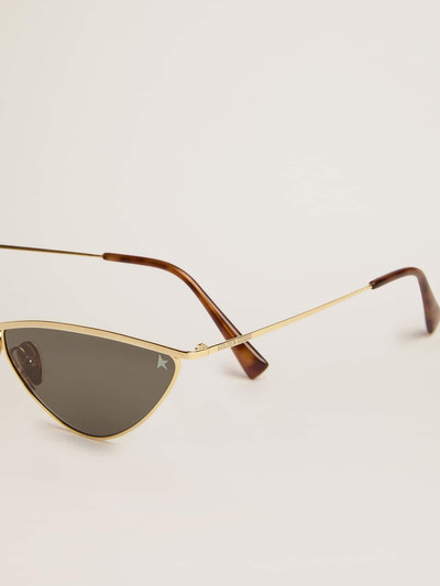 Golden Goose Sunglasses cat-eye style with gold frame and green lenses outlook