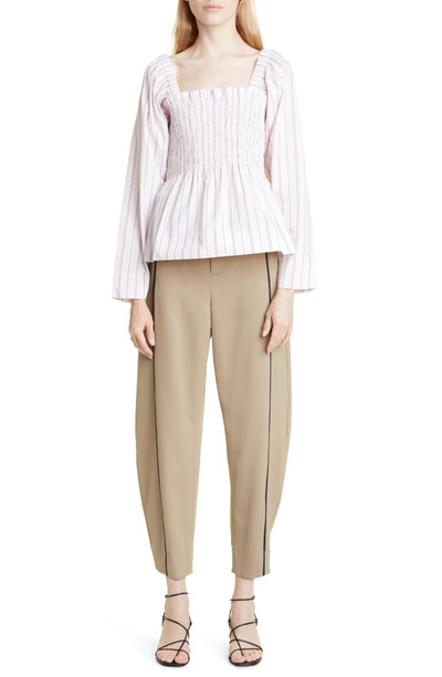 GANNI Curved Leg Stripe Twill Suiting Pants outlook