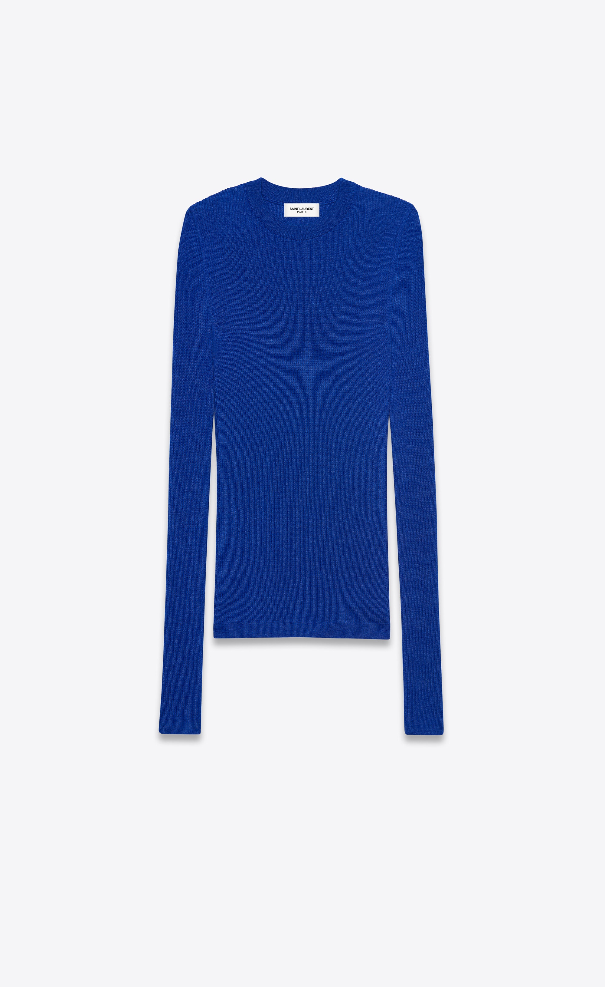 ribbed crewneck sweater in cashmere, wool and silk - 1