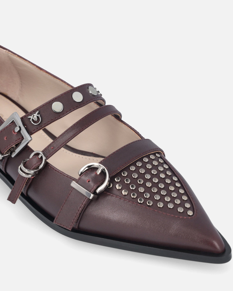 POINTED-TOE LEATHER BALLERINAS WITH STUDS 4