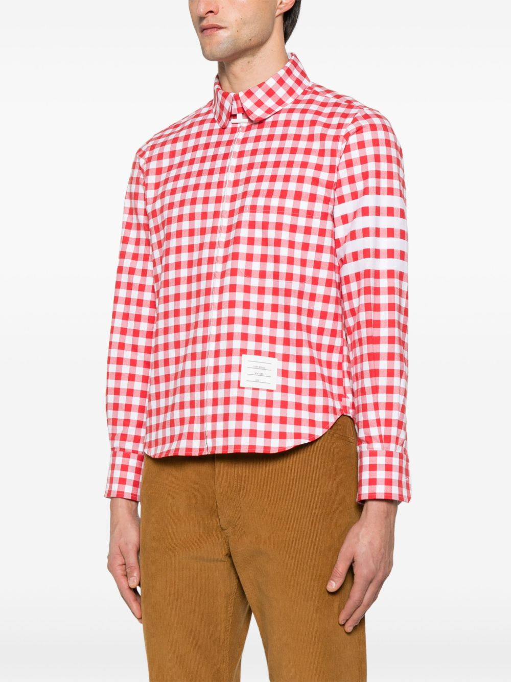 gingham-check flannel shirt - 3