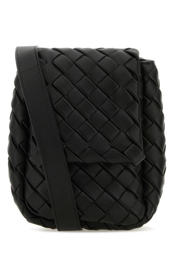 Black leather crossbody bag - 1