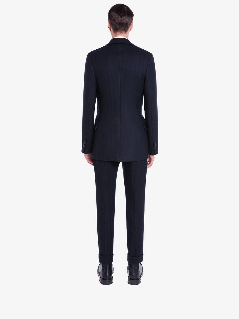 Herringbone Tailored  Peg Trousers in Charcoal - 4