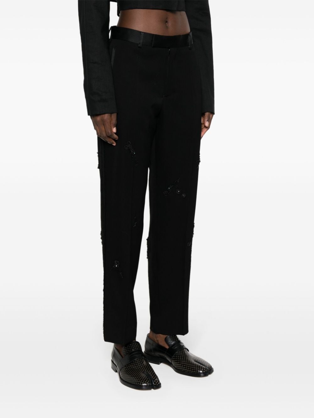 embroidered straight-leg trousers - 3