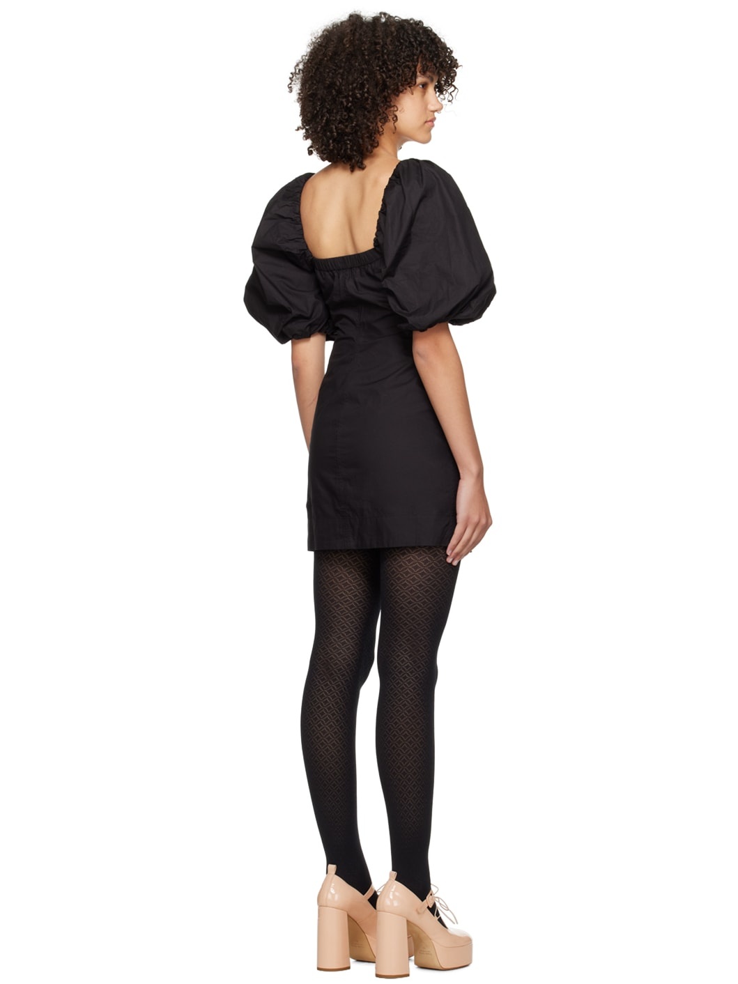 Black Twisted Sleeves Minidress - 3