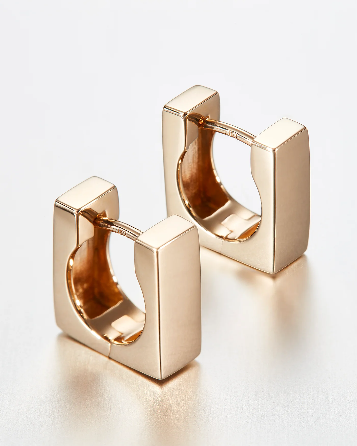 14K Square Huggie Earrings - 1