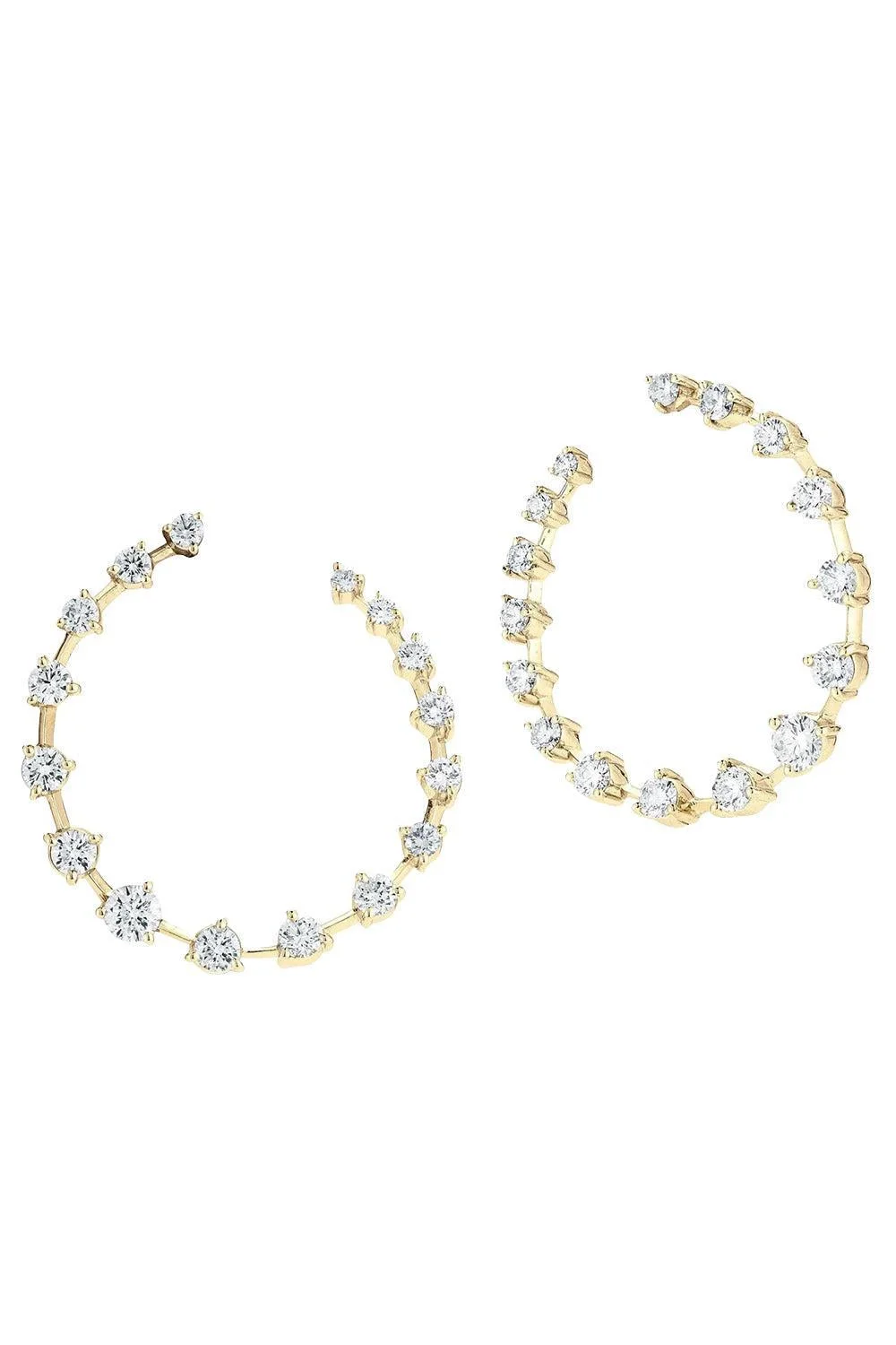 Diamond Crescent Hoops - Yellow Gold - 1